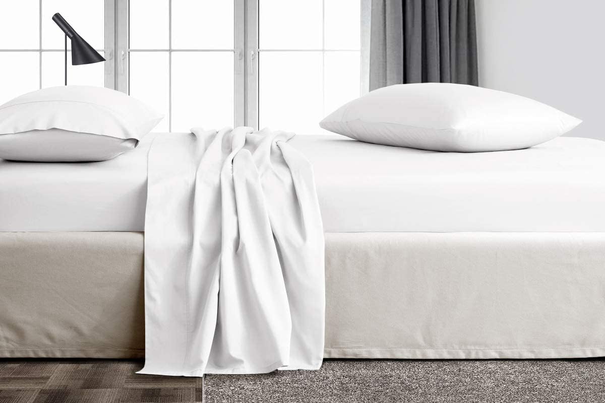 Linen Sheets 100% Egyptian Cotton- Twin-XL Sheet Set 4 Piece- 1000 Thread Count- Fits Upto 18" Deep Pocket- Long Staple Cotton Bedding, Sateen Weave-Light Blue Solid
