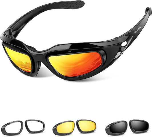 BELINOUS Polarized Motorcycle Riding Glasses Goggles for Men