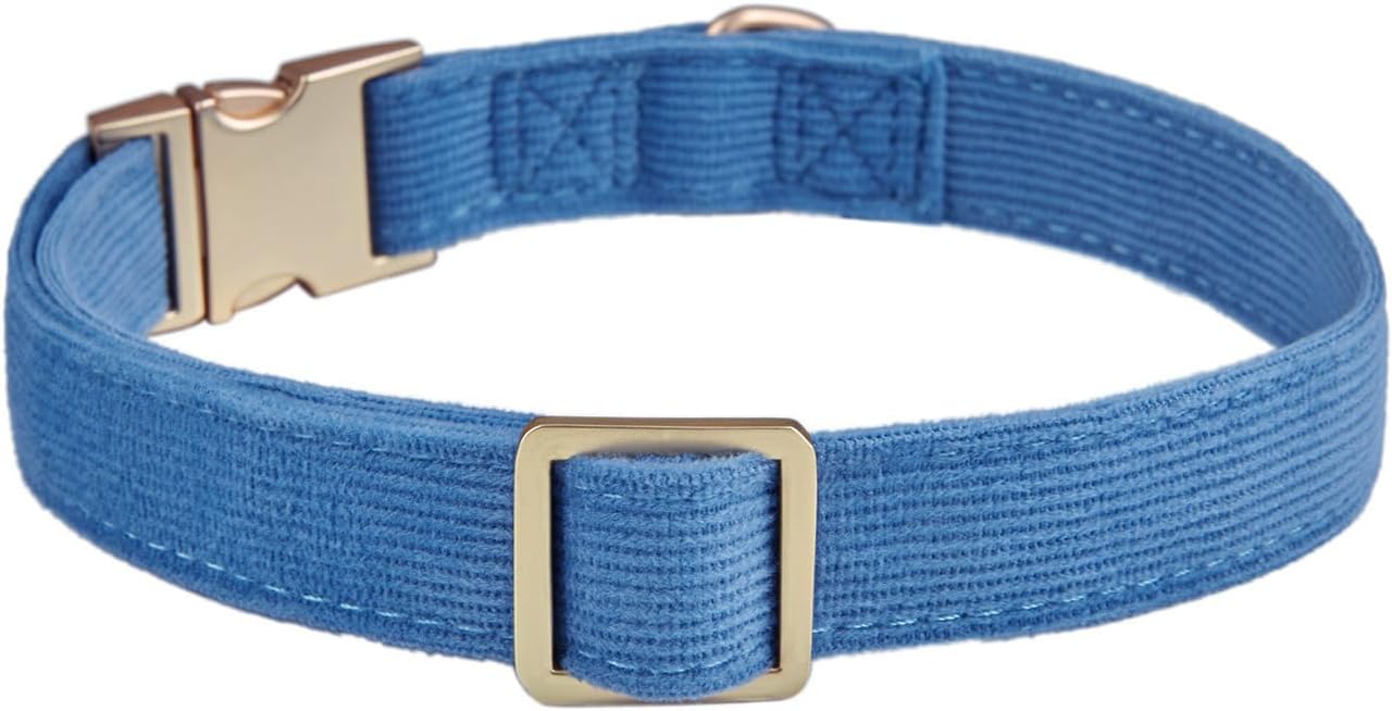 YUDOTE Soft Cotton Dog Collar with Metal Buckle Adjustable Heavy Duty Comfy Corduroy Collars for Small Medium Large Dogs,Black,Small