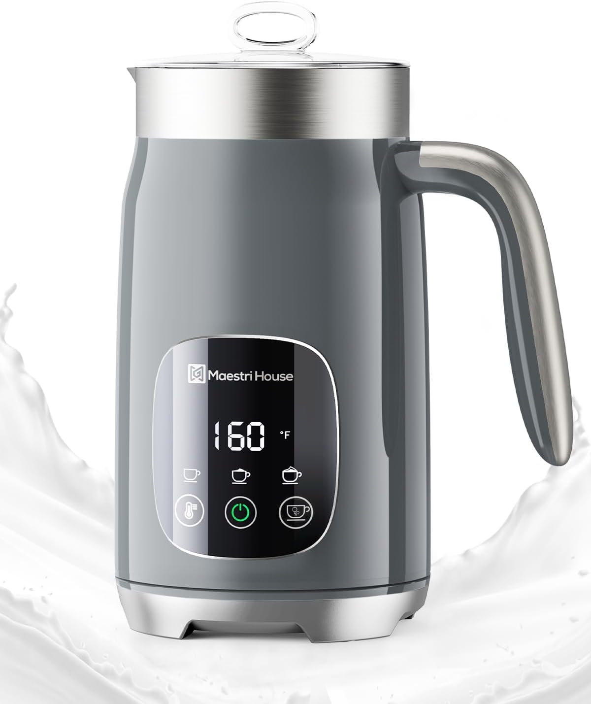 Maestri House Milk Frother, Variable Temp and Froth Thickness Milk Frother and Steamer, 14.1OZ/400ML Smart Touch Control Foam Maker, Memory Function for Latte, Warm Milk, Hot Chocolate,DualFro 400