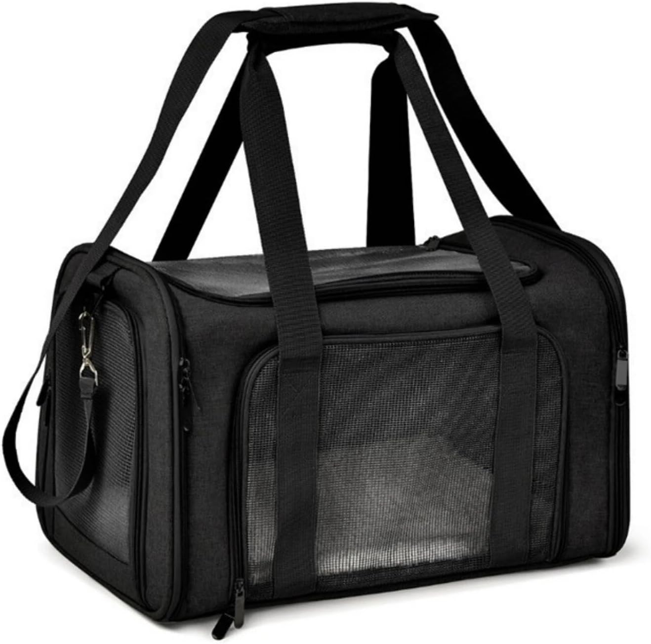Most Airline Approved Cat Carriers Dog Carriers Soft-Sided Pet Travel Carrier for Puppies/Kittens/Rabbits, 5-Sided Breathable Mesh, Self-Locking Zippers, 17''X11''X11''