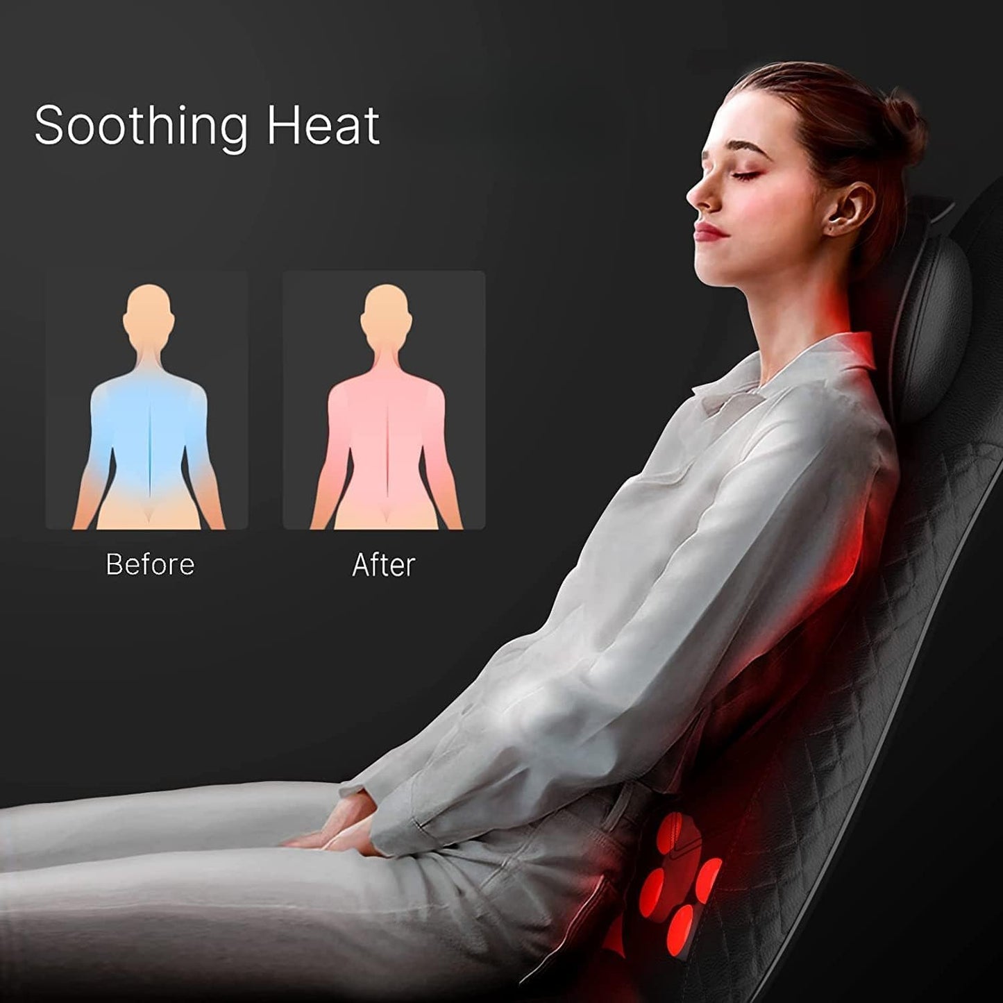 RENPHO Neck & Back Massager with Heat for Chair, Full Back Shiatsu Rolling Massage Chair Pad with Height Adjustable, Back Massager Cushion for Neck Shoulders Waist, Gifts for Women & Men
