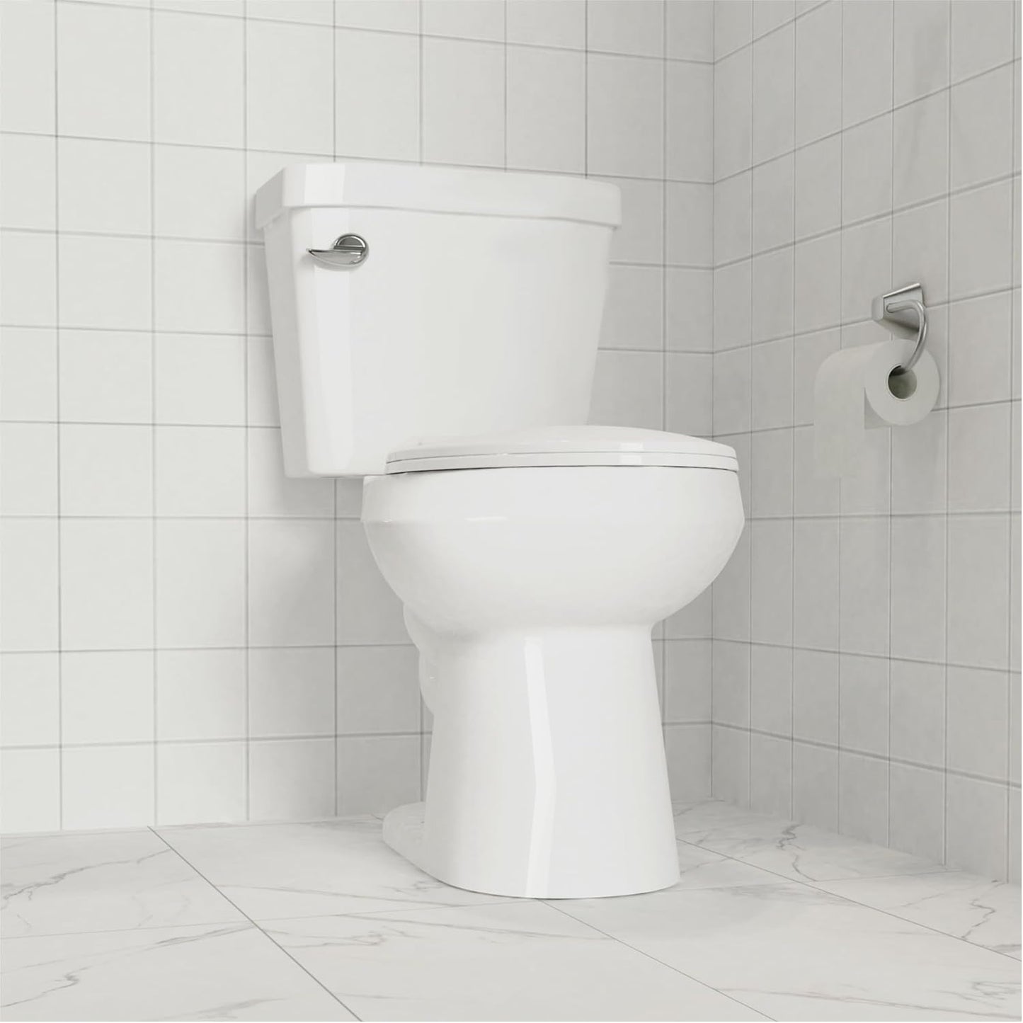 White Elongated Toilet Seat, Slow Close Toilet Cover Seat for Easy Clean and Stain-Resistant, Plastic Toilet Seat with Cover, Quick-Release Hinges and Quick-Attach Hardware