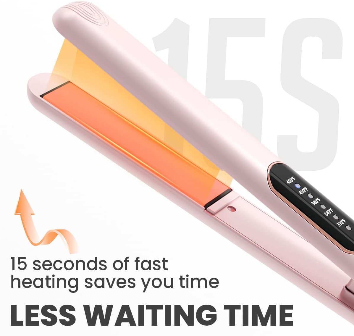1 Inch Hair Straightener and Curler 2 in 1, Ceramic Titanium Flat Iron,Pink Dual Voltage Straightening Irons with Fast Heating,Glove and 2 Clips Include