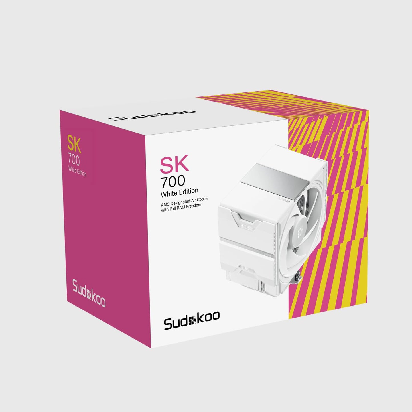 Sudokoo SK700V White AM5 CPU Cooler : 7 Heatpipes CPU Air Cooler with Digital Display for AM5 Exclusive - Single Tower PC Cooling with 120mm FDB PWM Quiet Fan & L-Rail Lock Mount