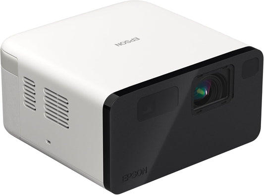 Epson EpiqVision Mini EF21 Portable Smart Laser Projector, Bright 1,000 Lumens, FHD 1080p HDR, 3-Chip 3LCD, Google TV, Netflix, Stereo Speakers, Family Party/Backyard/Home Theatre, Diamond White - PuriLite