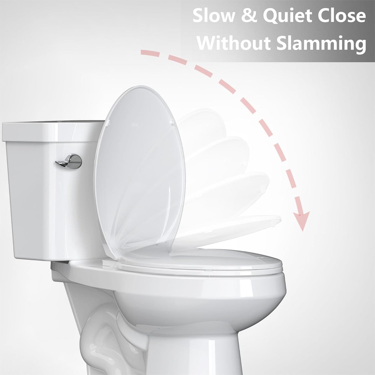 White Elongated Toilet Seat, Slow Close Toilet Cover Seat for Easy Clean and Stain-Resistant, Plastic Toilet Seat with Cover, Quick-Release Hinges and Quick-Attach Hardware