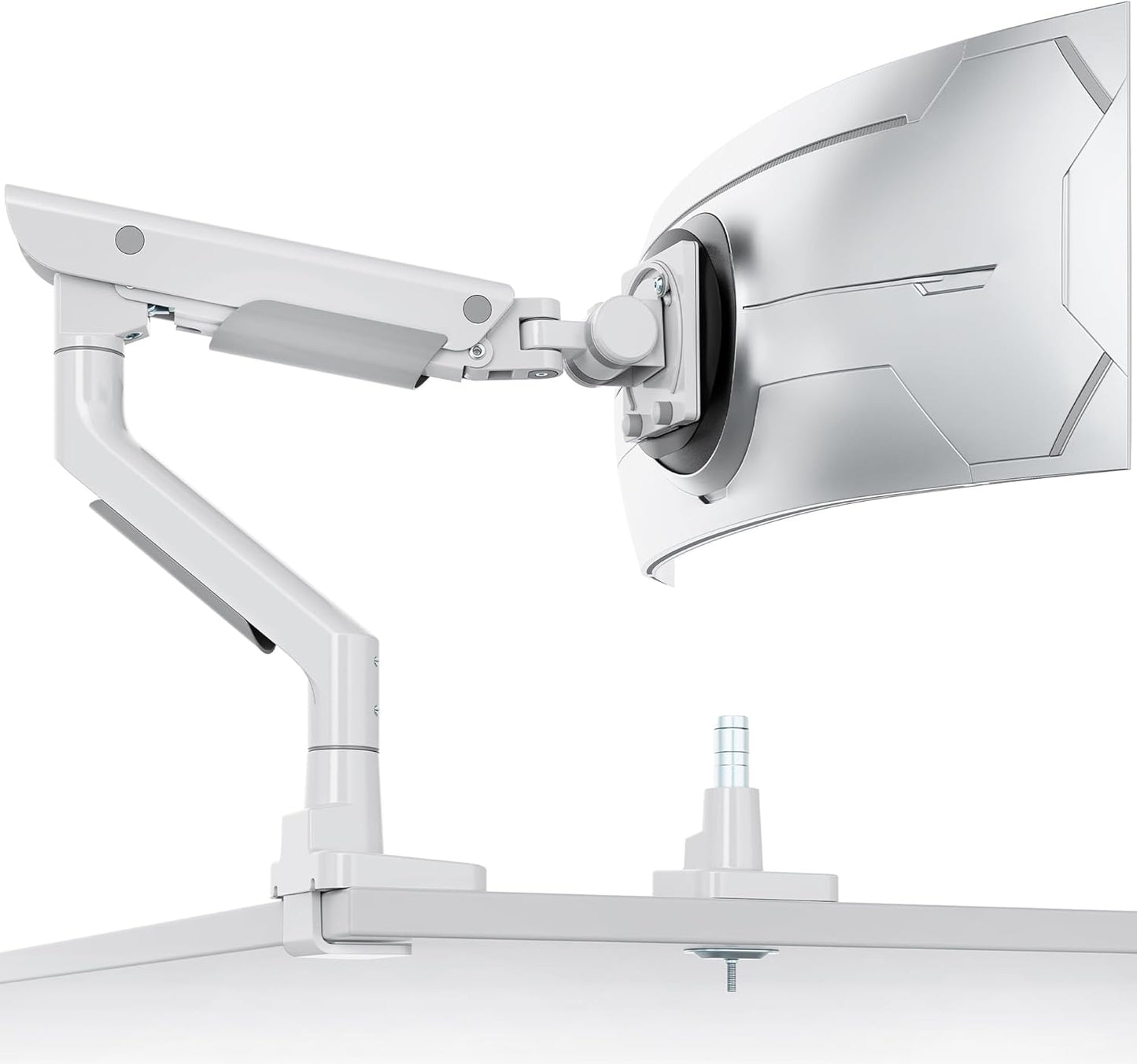 monTEK Premium Aluminum Monitor Arm for 17–57” Ultrawide Screens up to 59 lbs, USB 3.0 Single Desk Mount with Adjustable Gas Spring, Quick-Release Plate, 10-Min Assembly, Clamp/Grommet, VESA 100x100