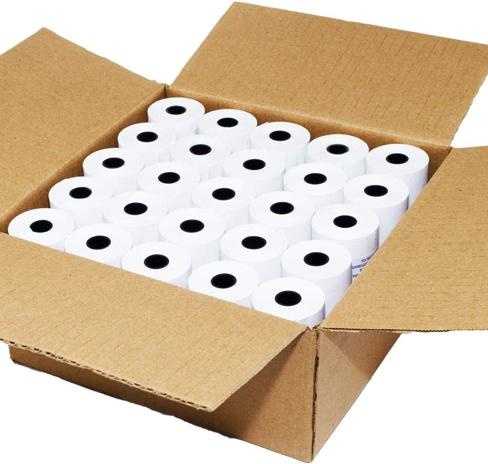 (50 Rolls) 2 1/4 x 50 Thermal Paper Receipt Rolls 2.25 x 50 ft POS Cash Register fits All Credit Card Terminals