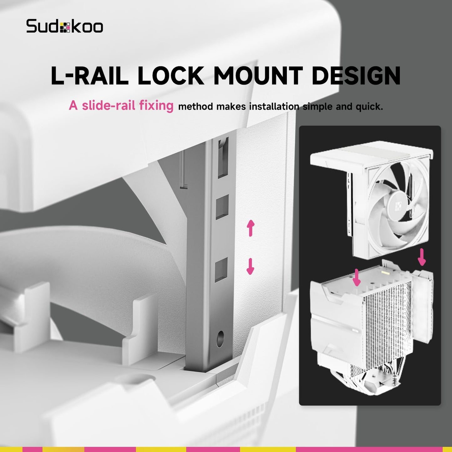 Sudokoo SK700 White AM5 CPU Cooler : 7 Heatpipes CPU Air Cooler for AM5 Exclusive - Single Tower PC Cooling with 120mm FDB PWM Quiet Fan & L-Rail Lock Mount