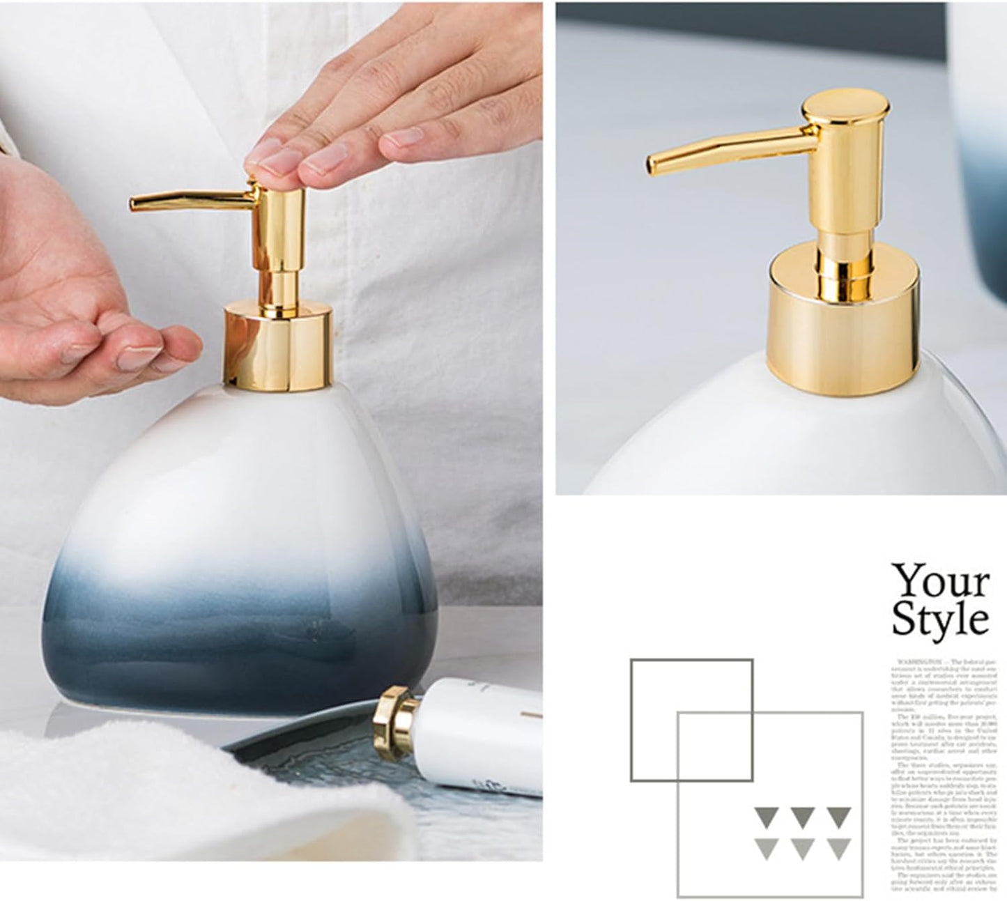 White Bathroom Accessories Set,Modern Countertop Bathroom Decor,Luxury 6 Piece Bathroom Accessory Set,Complete with Soap Dispenser,Toothbrush Holder,Tumbler,Tray