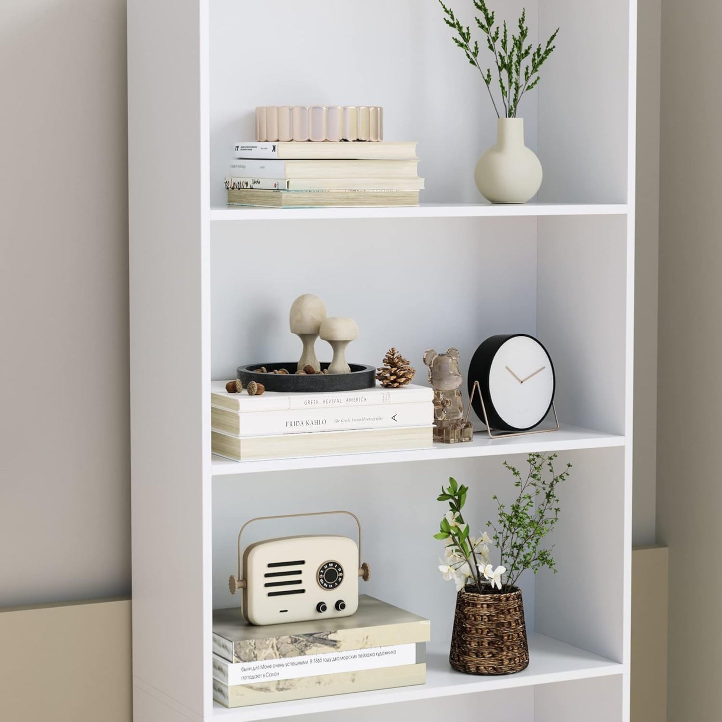 SiliBamb Bookshelf, 6-Tier Open Bookcase, Storage Shelves, Display Storage Shelves, Floor Standing Unit, Home Decor, Furniture for Home Office, Living Room, Bedroom, White