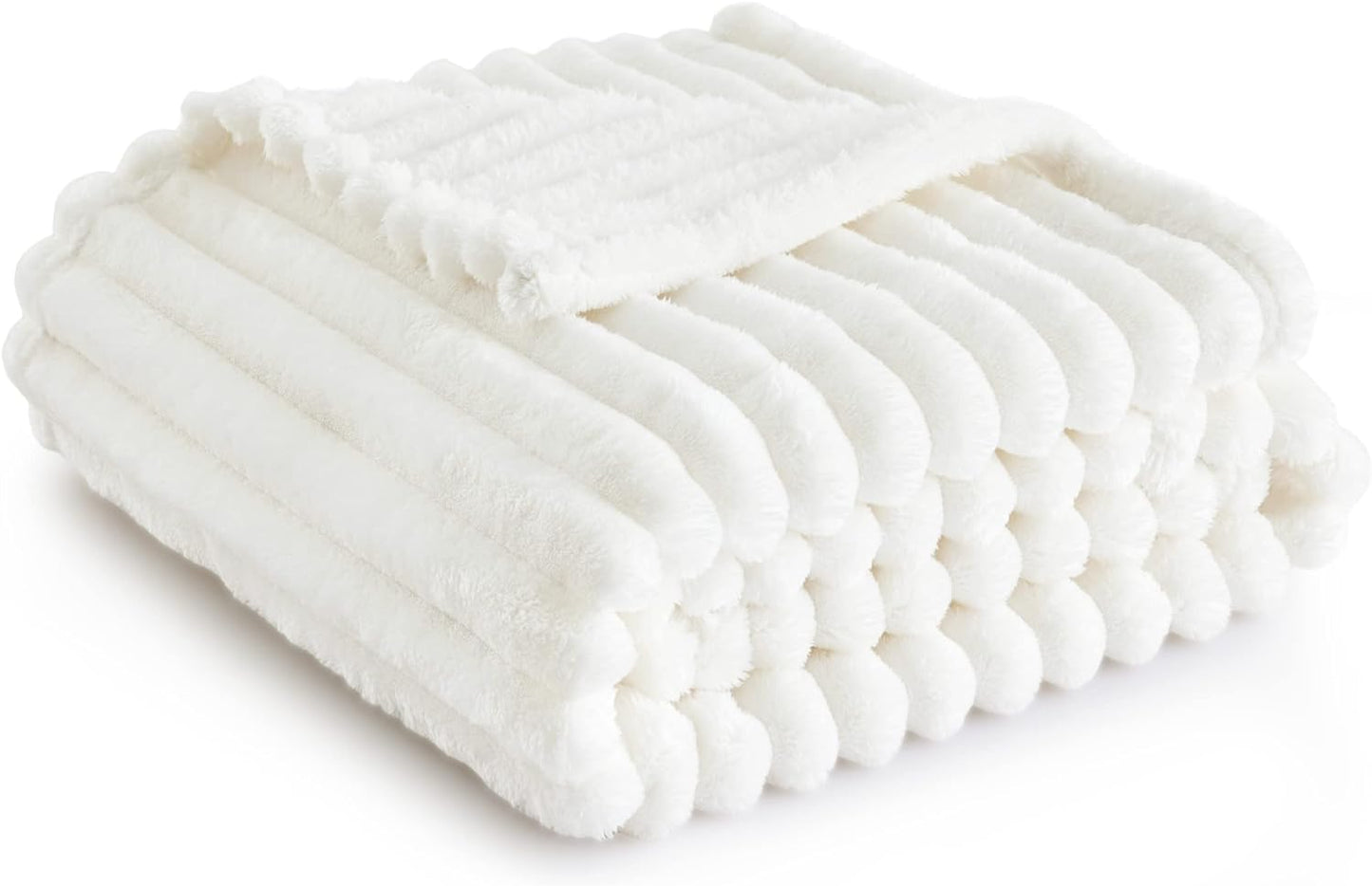 Bedsure Throw Blanket Living Room Home Decor- Gift for Mom Women Men, Soft Fluffy Fleece Cozy Fuzzy Plush Warm White Couch Bed Fall Blanket, Bedroom Decor Gifts for Him Her, 50x60