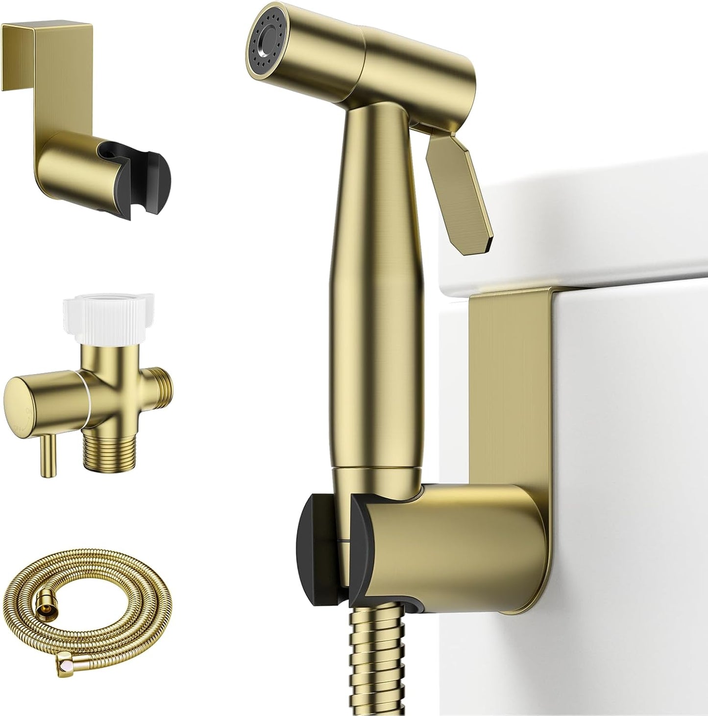 Arofa Handheld Bidet Sprayer for Toilet-Adjustable Water Pressure Control with Bidet Hose for Feminine Wash, Stainless Steel Brushed Nickel Cloth Diaper Bidet Toilet Sprayer for Baby Wash