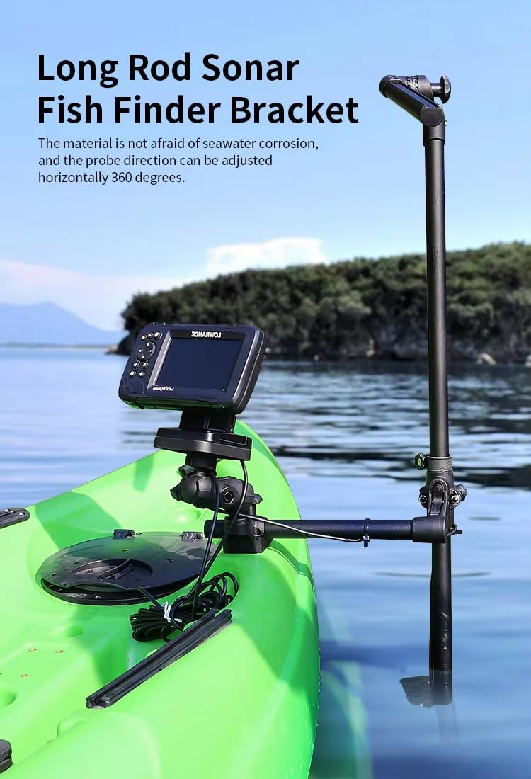 Strg Transducer Bracket with Fish Finder Mount for Kayak/Boat, Livescope Fish Finder Transducer Mount for Garmin/Lowrance, Compatible with RAM Mounts C Size/1.5'' Double Socket Arm (Foldable)