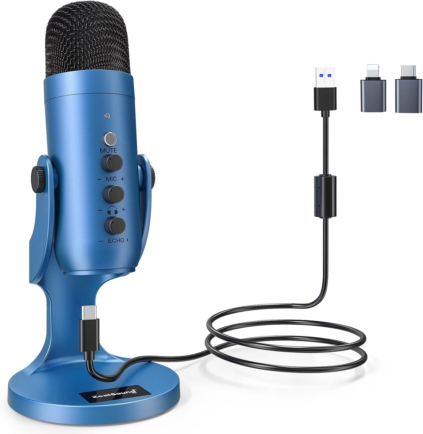 ZealSound USB Microphone,Condenser Phone Computer PC Mic kit,Plug&Play Gaming Microphones for PS 4&5.Mic Gain&Volume Control,Echo &Mute Button for Vocal,Record,Streaming,Discord YouTube Podcast on Mac