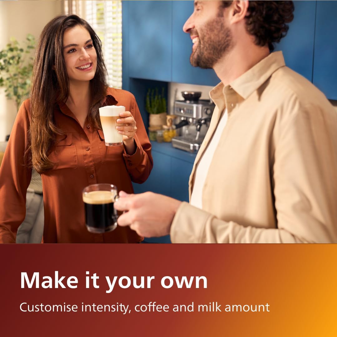 PHILIPS 5500 Series Fully Automatic Espresso Machine - LatteGo Milk System, 20 Coffee Varieties, Intuitive Touch Display, SilentBrew, 100% Ceramic Grinder, AquaClean Filter, Grey Chromed (EP5544/90)