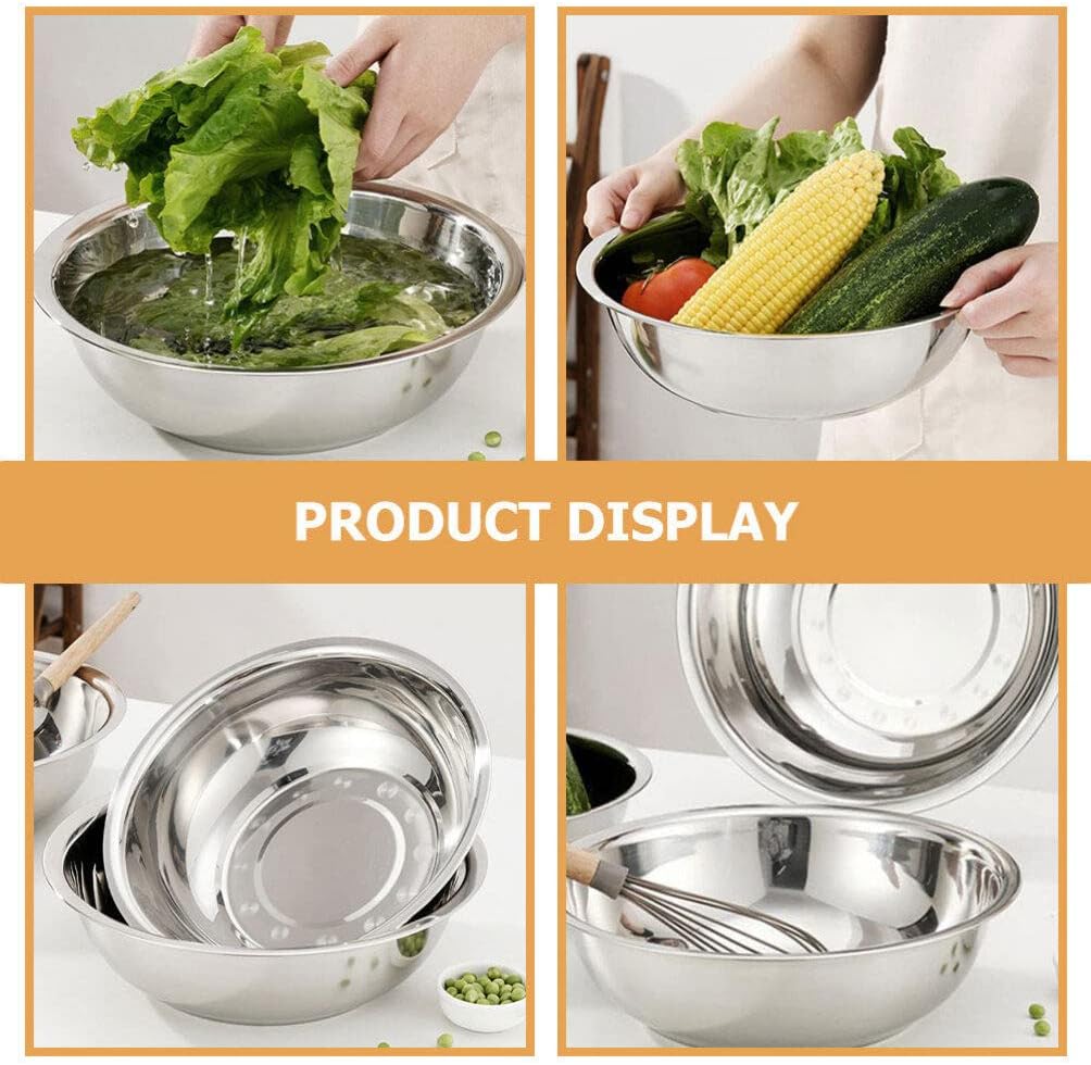 MAGICLULU Stainless Steel Basin, 14 Inch Mixing Bowl for Kitchen Use, Metal Washtub, Versatile for Cooking and Serving