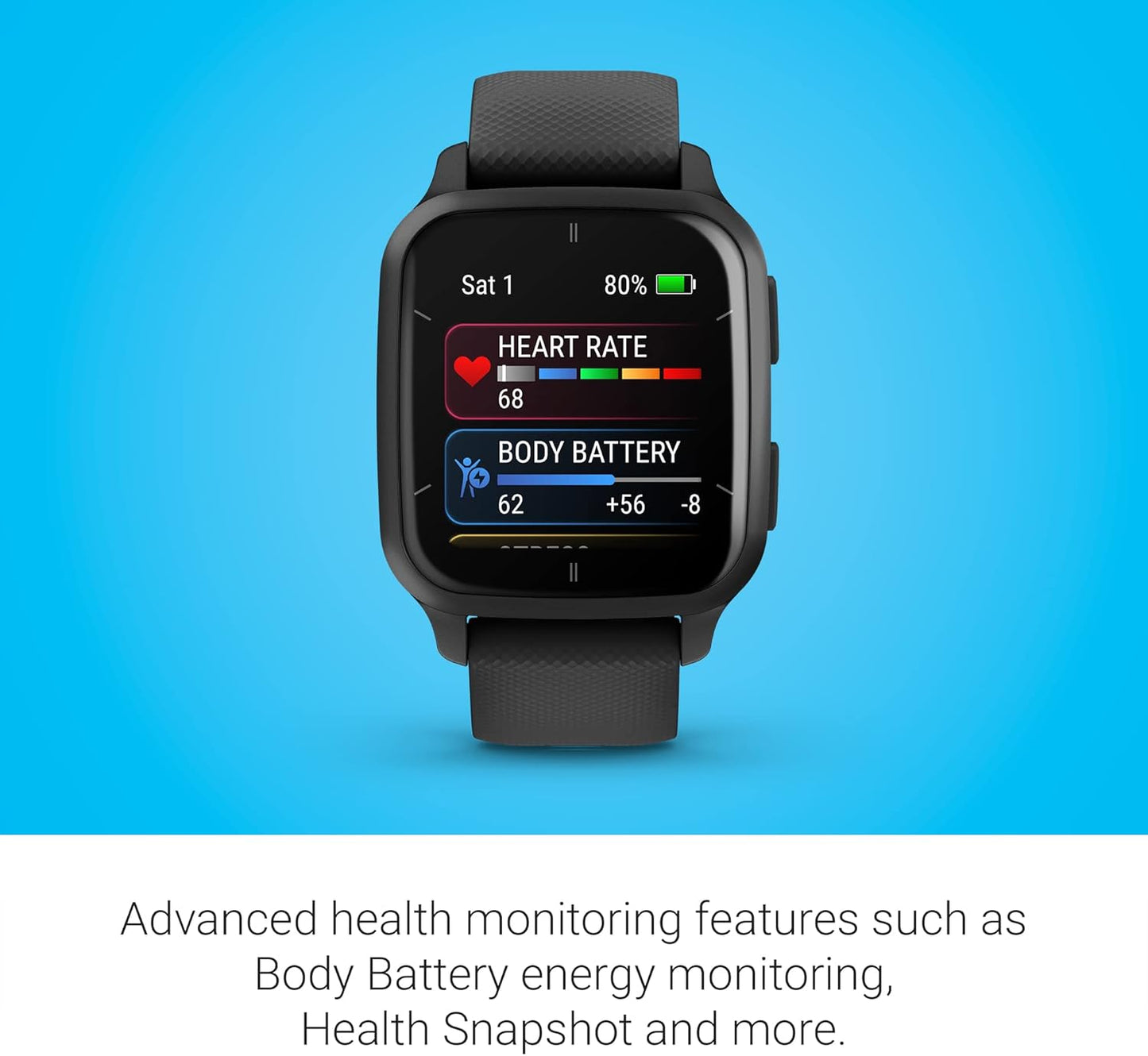 Garmin Venu® Sq 2 GPS Smartwatch, All-Day Health Monitoring, Long-Lasting Battery Life, AMOLED Display, Slate and Shadow Gray