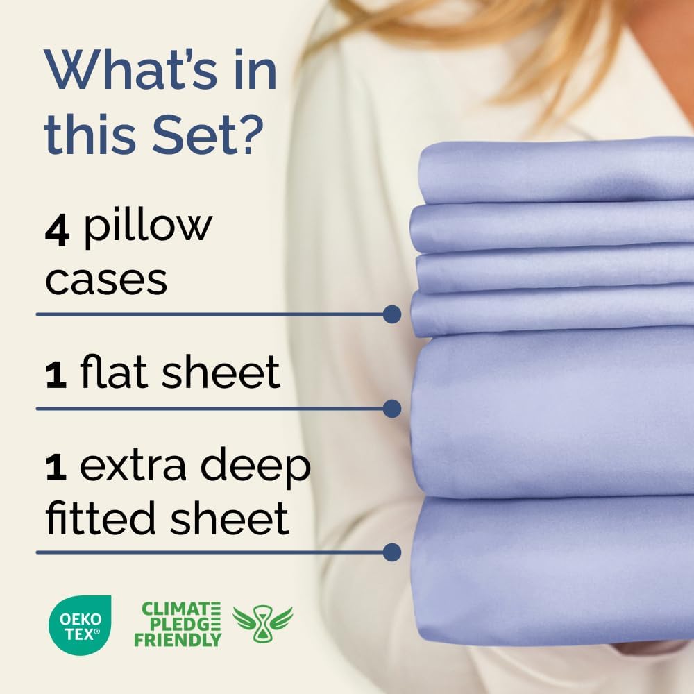 Extra Deep Queen Sheet Set - 6 Piece Breathable & Cooling Sheets - Hotel Luxury Bed Sheets Set - Easy & Secure Fit - Soft, Wrinkle Free & Comfy Sheets Set - White Sheet Set w/Extra Deep Pockets