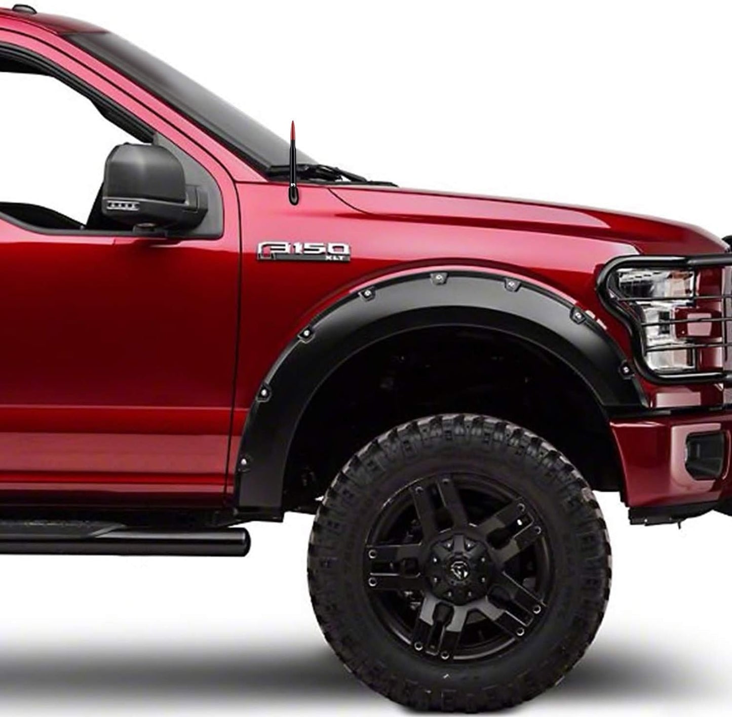 ONE250 Bullet Style Antenna, Compatible with Dodge RAM (RAM 1500, RAM 2500 or RAM 3500 1994-2024) & Ford F-Series (F-150 F-250 F-350 Super Duty Ford Raptor Ranger Trucks 1997-2024) (Silver)