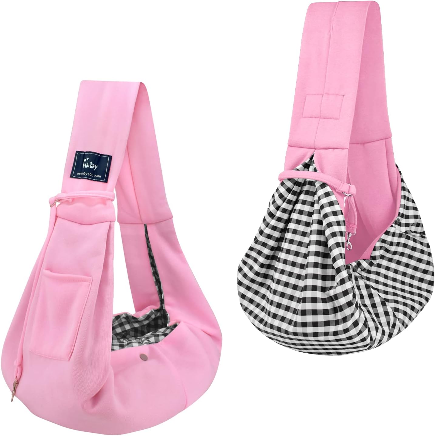 Cuby Adjustable Dog Cat Sling Padded Hard Bottom Pet Carrier Sling Soft Carrying Puppy Bag for Small Dogs Cats Outdoor Travel (Grayish-White)