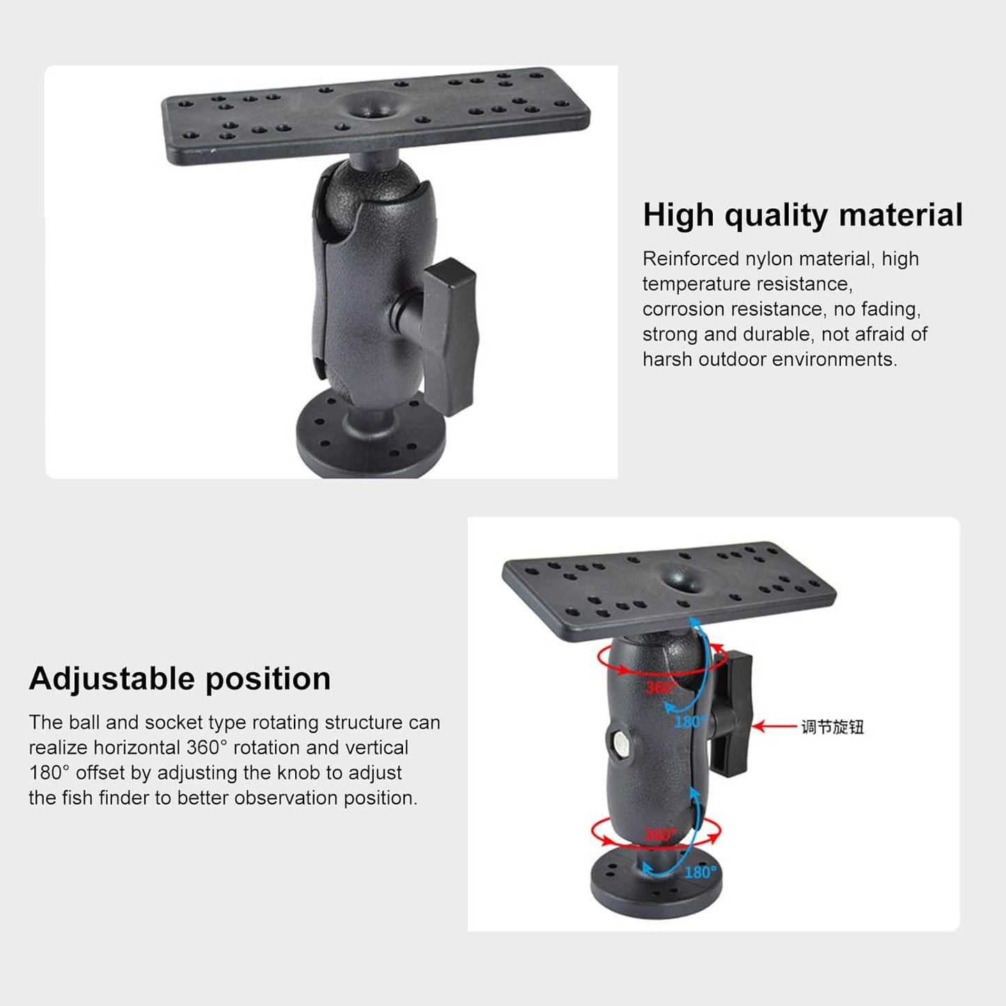Fish Finder Mount Base, Universal 360 Degree Swivels Kayak Electronic Fish Finder Mount GPS Plate Rotating Supporter for GPSMAP