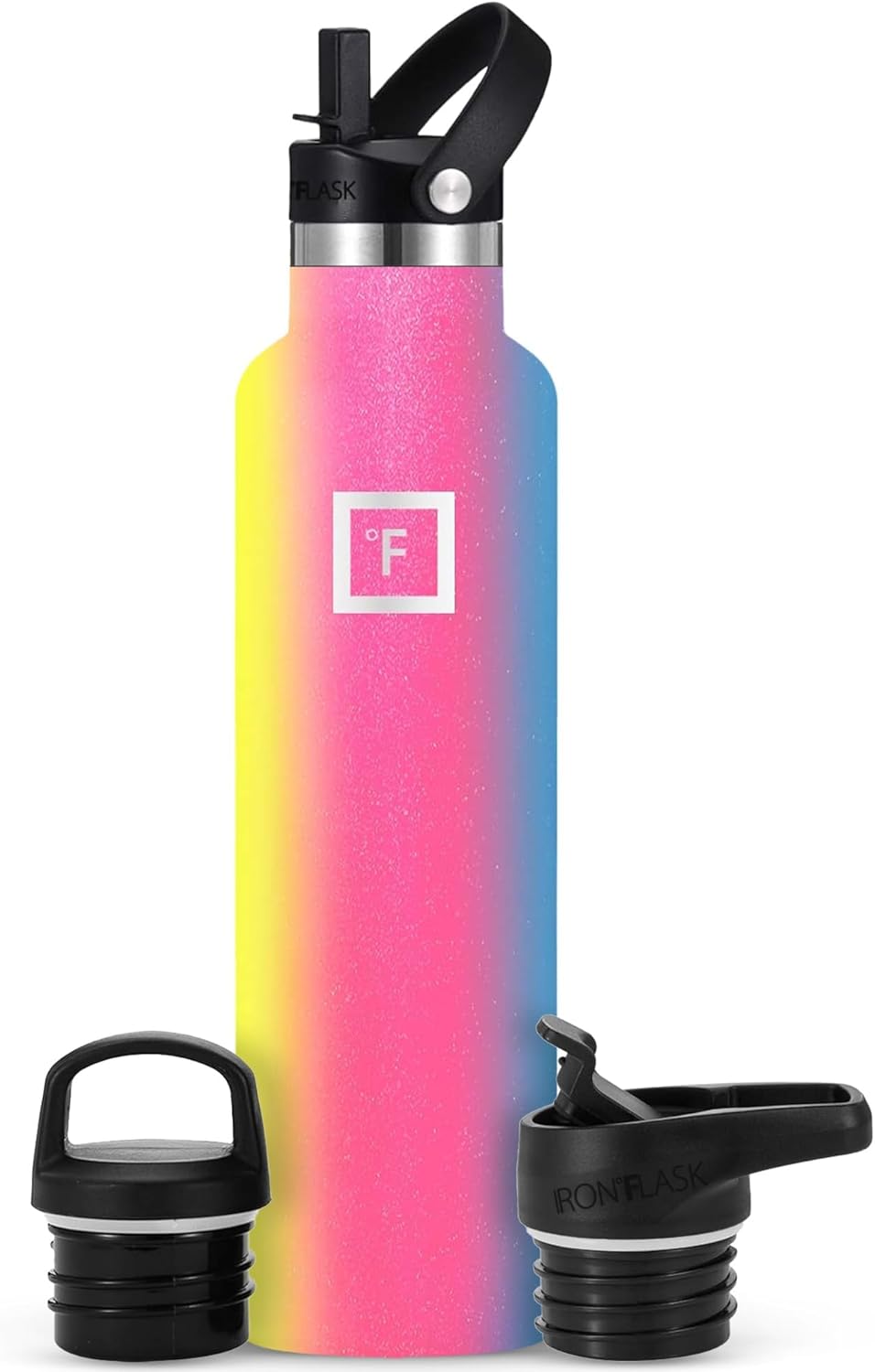 Camping & Hiking Hydration Canteens - 24oz 3 Lids (Narrow Straw/Spout Lid) Leak Proof Vacuum Insulated Stainless Steel - Hot & Cold Double Walled Sports Water Bottle