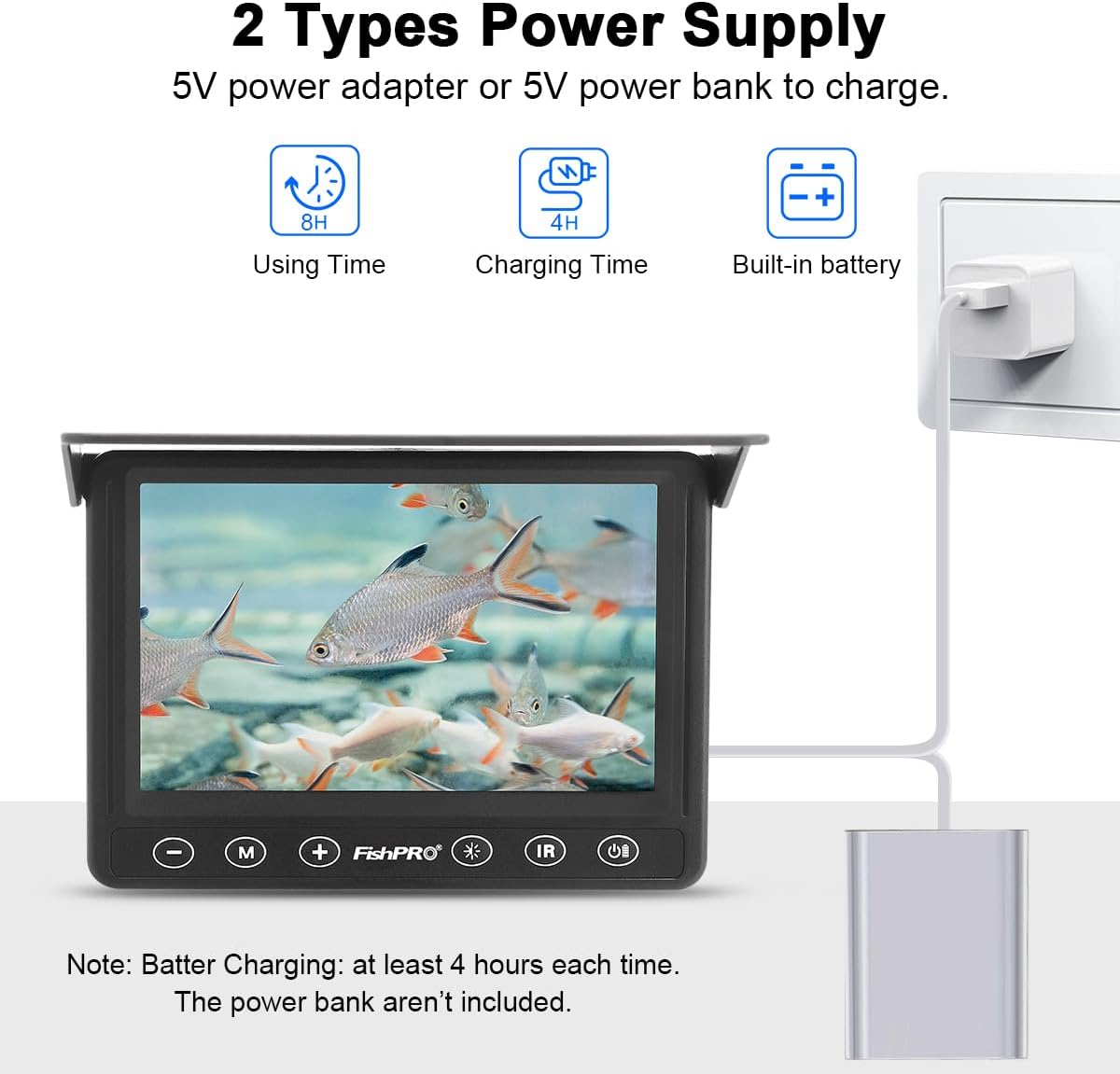 MOOCOR Underwater Fishing Camera, Portable Fish Finder Camera HD 1000 TVL Infrared LED Waterproof Camera with 4.3 Inch LCD Monitor for Ice Lake Sea Boat Kayak Fishing