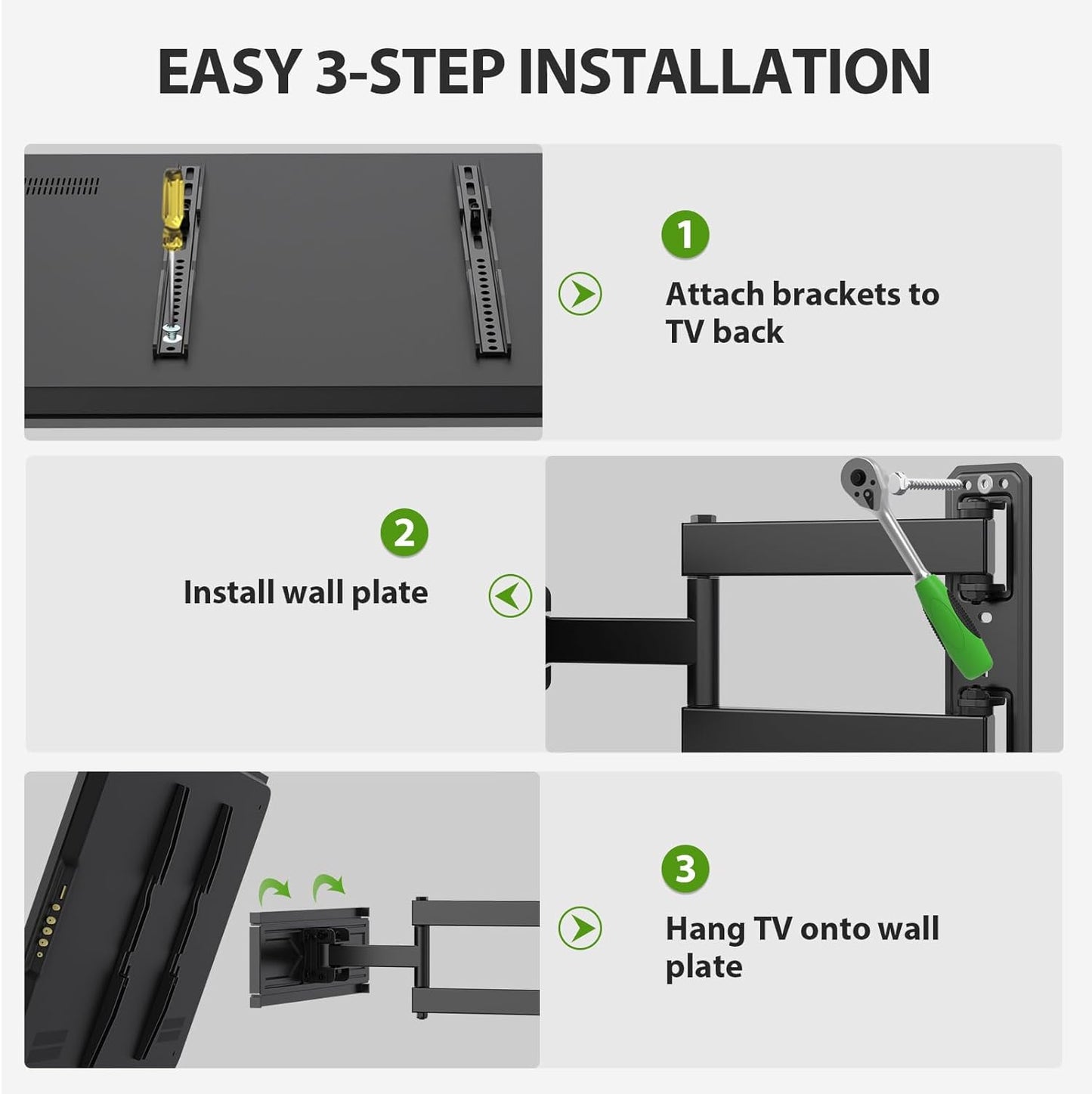 USX MOUNT Full Motion TV Wall Mount for Most 26-60 inch TVs up to 80 Lbs, Wall Mount TV Bracket with Articulating Swivel Tilting, Single Stud TV Mount, Max VESA 400x400mm, XMM904