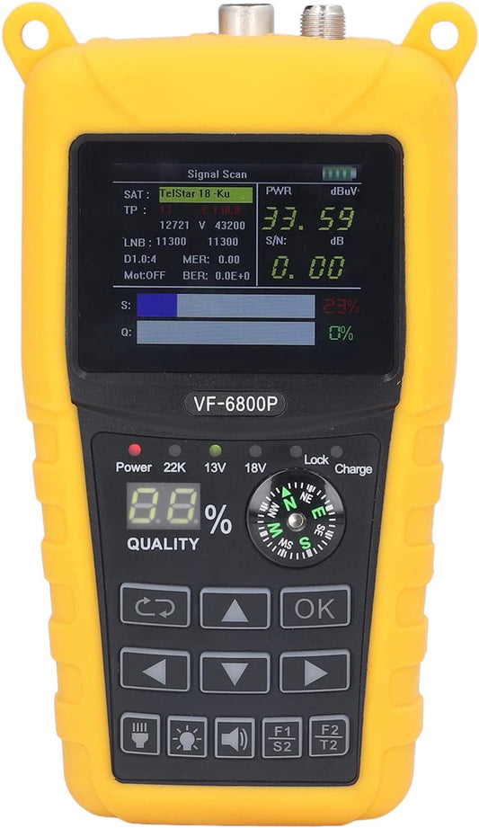 Satellite Finder, Portable Satellite Finder 2.4inch TFT LCD Professional HD Digital Satellite Finder Meter for Testing Strength, SNR, MER and More (US Plug)