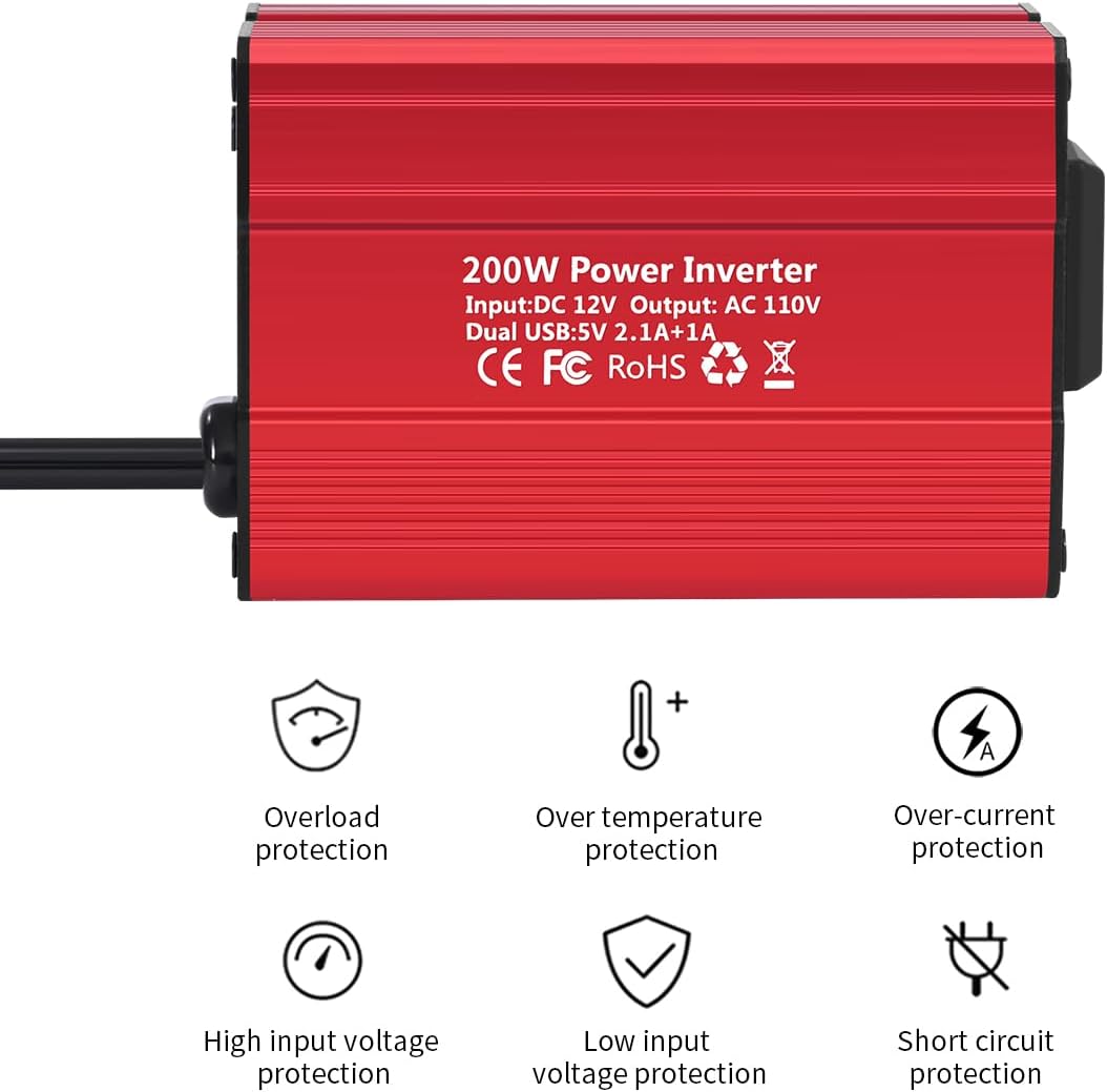 SUNWHEEL 4000W Pure Sine Wave Inverter, 12V DC to 110V/120V AC Power Inverter for RV、Microwave、Off Grid、Truck、Refrigerator、Air Conditioner with 4 AC outlets and LCD Display