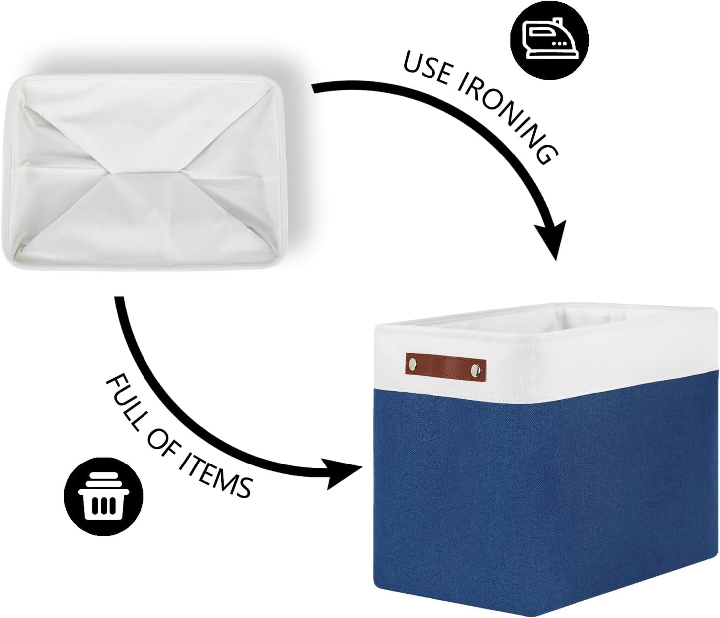 DULLEMELO Storage Baskets for Shelves, Fabric Collapsible Rectangular Storage Bins for Shelves, Closets, Nursery, Home, Office, Empty Gift Baskets (White&Teal)