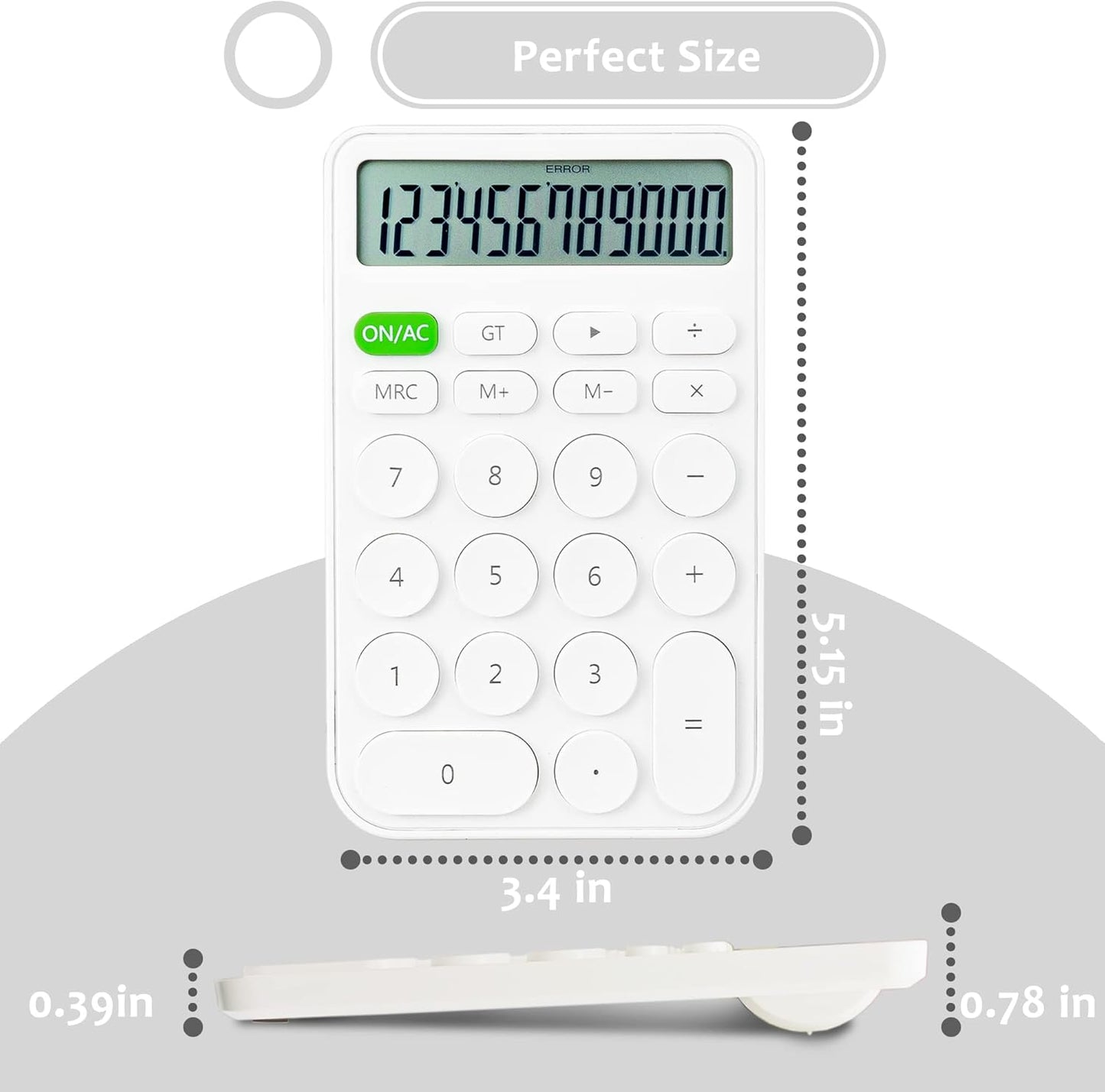 VEWINGL Mechanical Switch Calculator, 12 Digit Large LCD Display and Buttons, Great for Everyday Life and Basic Office Work, with Battery