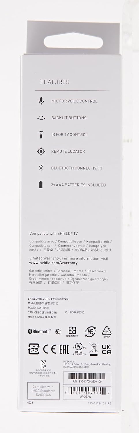NVIDIA SHIELD Remote; Voice Search, Motion-Activated, Backlit Buttons, Customizable Menu Buttons, and IR Blaster to Control your TV, Black
