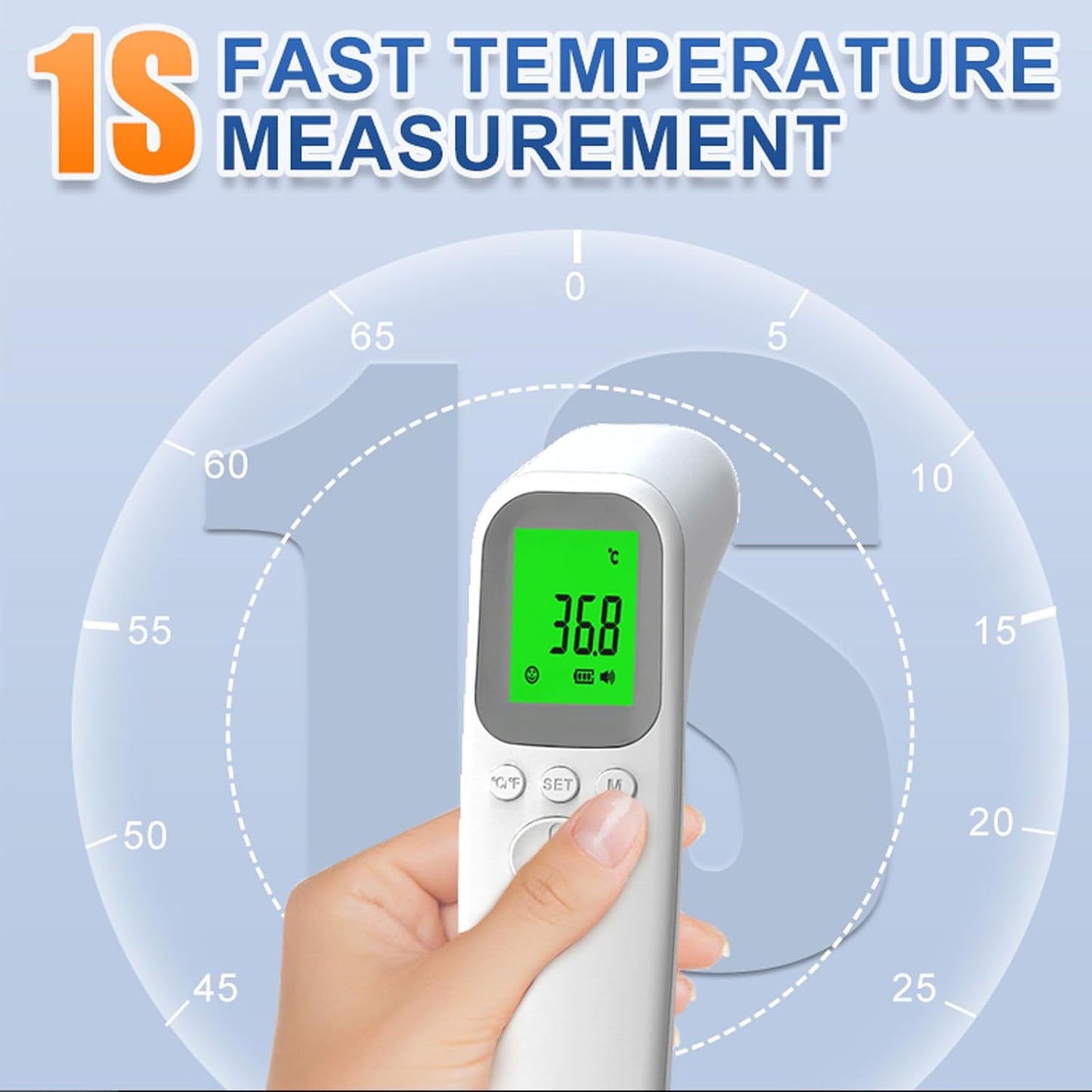 Digital Infrared Thermometer for Adults & Kids with Fever Alarm, 2 x 32 Memory Function, Fast & Accurate Temperature Reading, Reliable Baby Thermometer for Home Use