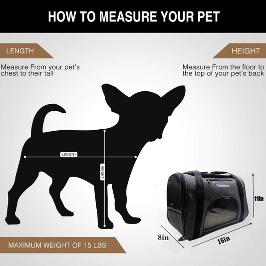 Tecageaon soft Pet Carrier Cat Carrier Dog Carrier for Small Dogs Cats Kitten Dogs Puppies,Escape-Proof,Airline Approved for Travel ,Breathable,5 Mesh Windows (Medium, Grey) - PuriLite