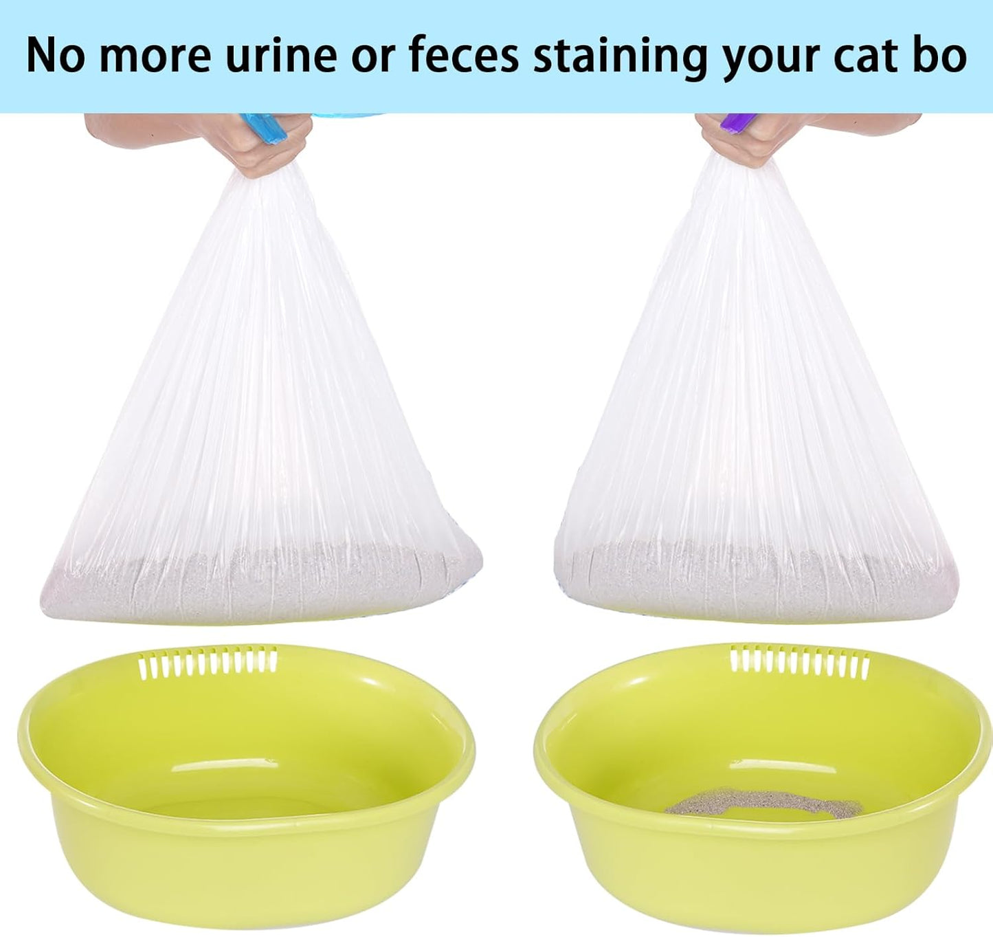 Yymobt Cat Litter Box Liners Waste Bags for Self-Cleaning Drawstring Waterproof Easy Cleanup Automatic Litter 20 Count