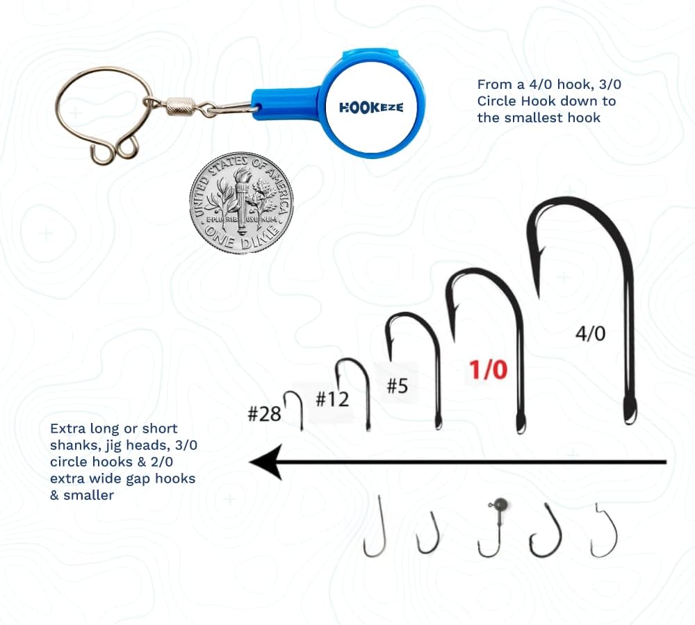 Hook-Eze Fishing Gear Knot Tying Tool | Line Cutter |Cover Hooks on Fishing Pole Travel Safely Fully Rigged for Saltwater Bass Ice Fishing
