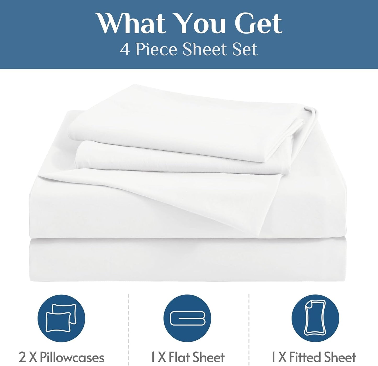 JOLLYVOGUE Queen Size Bed Sheet Set - 4 Piece Bed Sheets Set with Deep Pocket - Soft Breathable & Cooling - Resists Shrinkage & Fading Draps Queen - Easy Care (Dark Grey)
