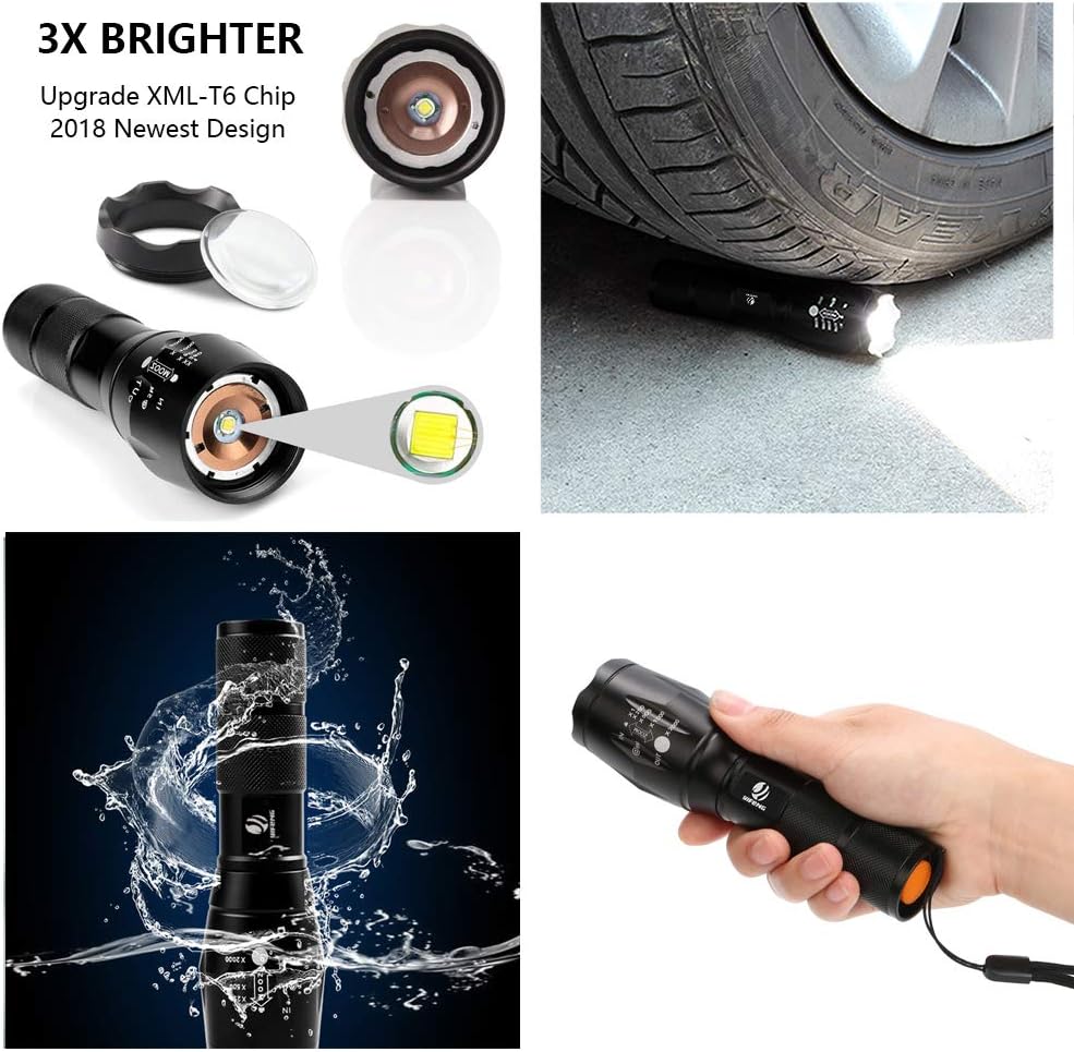 Flashlight Rechargeable 5 Modes of 10000 High Lumen,IPX6 Waterproof Flashlight,LED Flashlight Ultra Bright,Portable Flashlight for Outdoor Activities Such as Camping,Cycling,Mountain