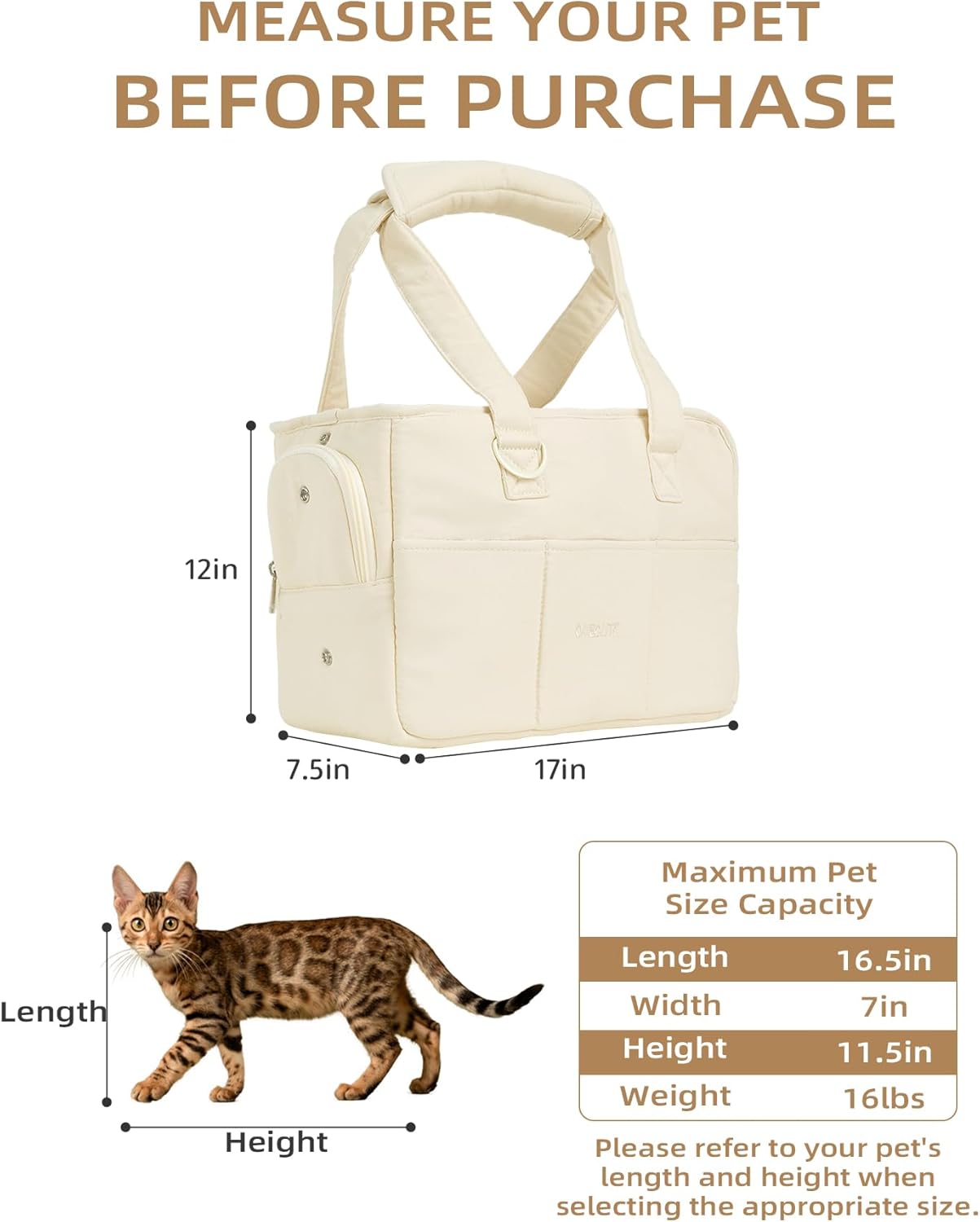 Dog Purse Carrier for Small Dogs Rabbit cat with Large Pockets, Cotton Bag, Dog Carrier Soft Sided, Collapsible Travel Puppy Carrier (Grey, 13.6" L x 6.5" W x 10" H)