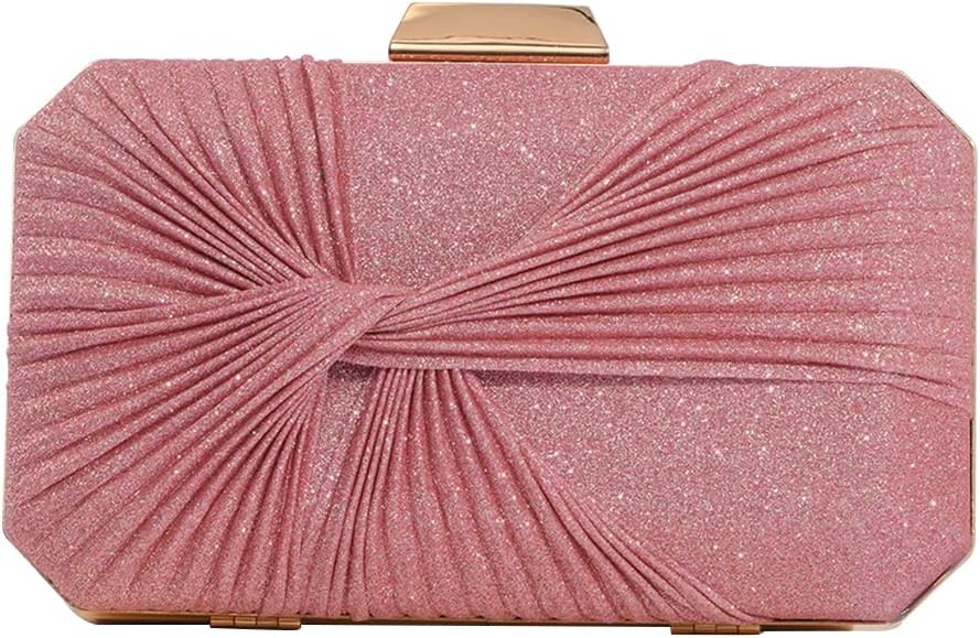 CORIOS Pleated Evening Bag Sparkly Sequin Clutch Bag for Women Sparkly Handbag Bridal Wedding Purse Elegant Crossbody Bag