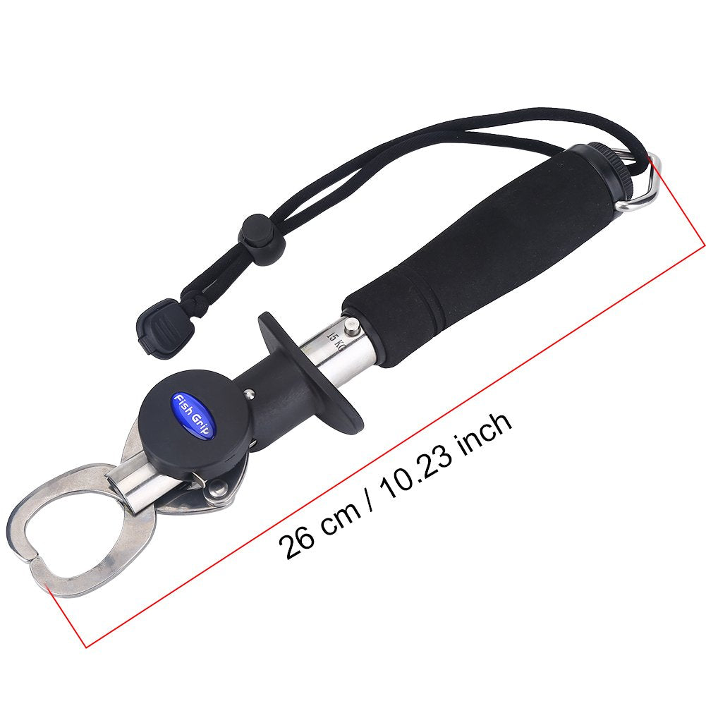 Fishing Gripper Fish Lip Grip Fish Grabber Fish Holder with 1M Tape Measure 15KG Weighting Scale Fishing Tackle Tool with Weight Scale