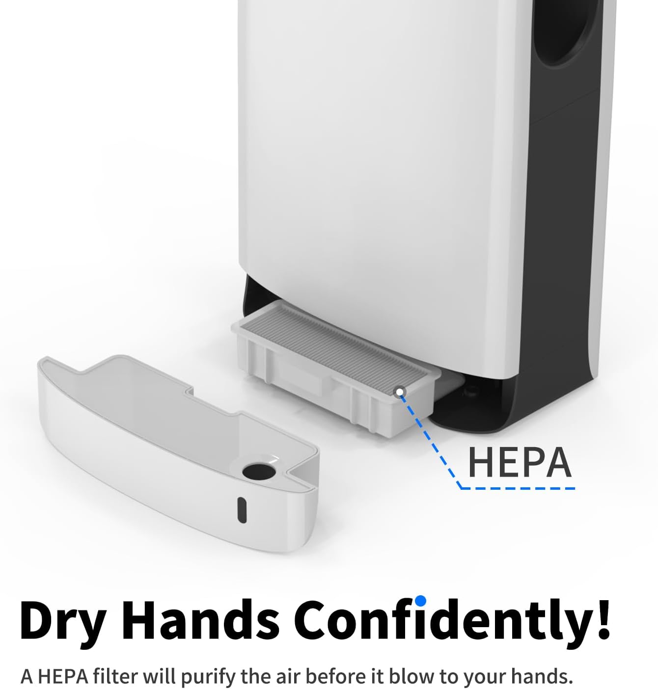 AIKE HEPA Filtered Vertical Hand Dryer Slim, 110-130V Silver 2023 New Version Model AK2065