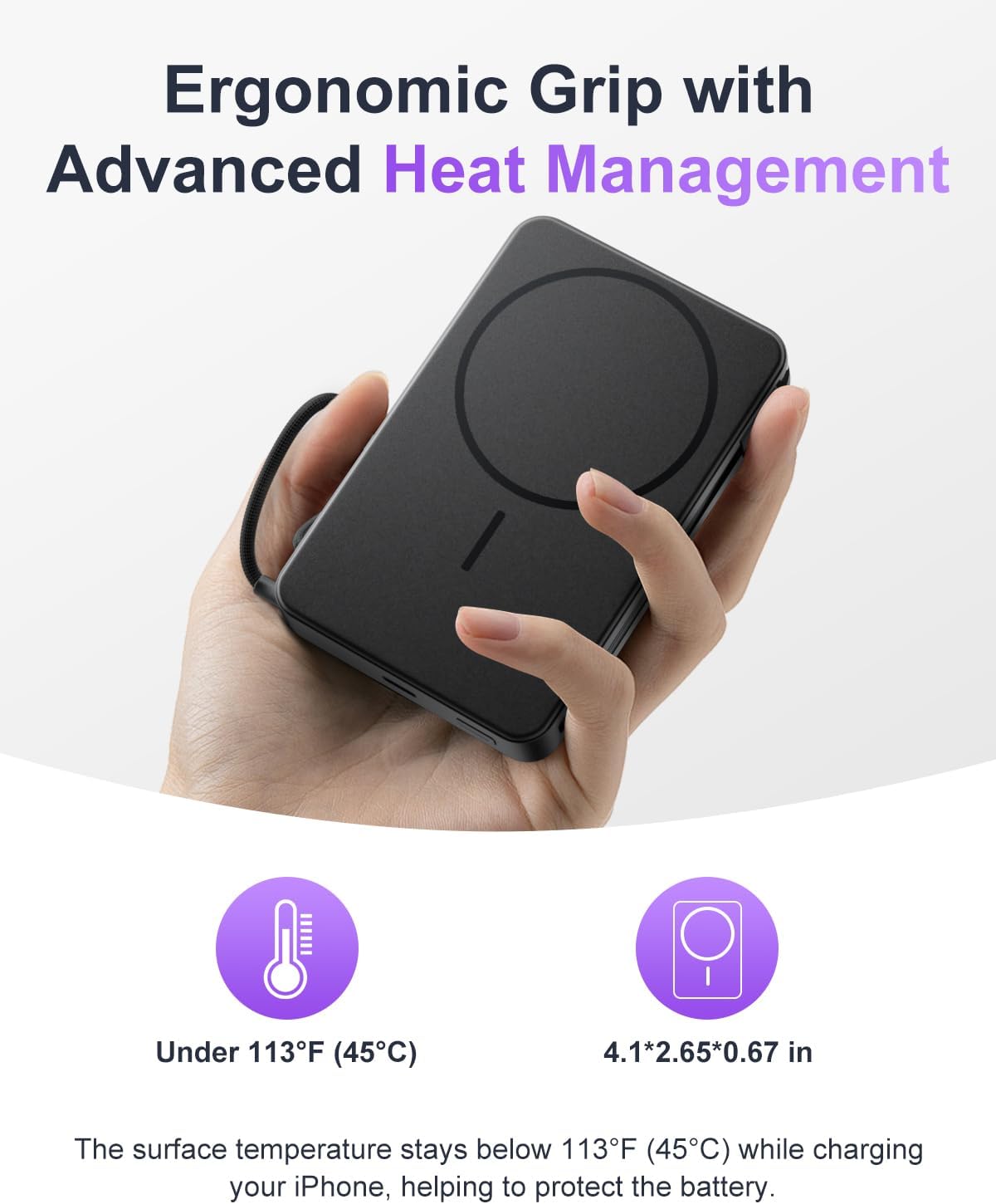 Magnetic Power Bank, 10,000mAh Wireless Portable Charger for Mag-Safe 15W Fast Charging, Battery Pack with USB-C Cable 20W in/Out for iPhone Air/17/16/15/14/13/12/Plus/Pro/Pro Max, AirPods & More