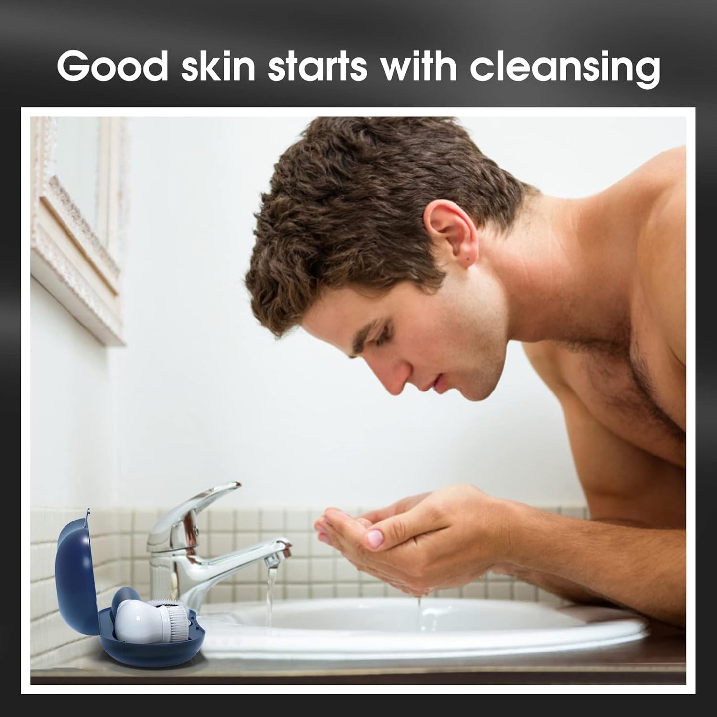 Facial Cleansing Brush Electric Facial Exfoliating Massage Brush with 3 Cleanser Heads and 2 Speeds Adjustable for Deep Cleaning, Removing Blackhead, Face Massaging