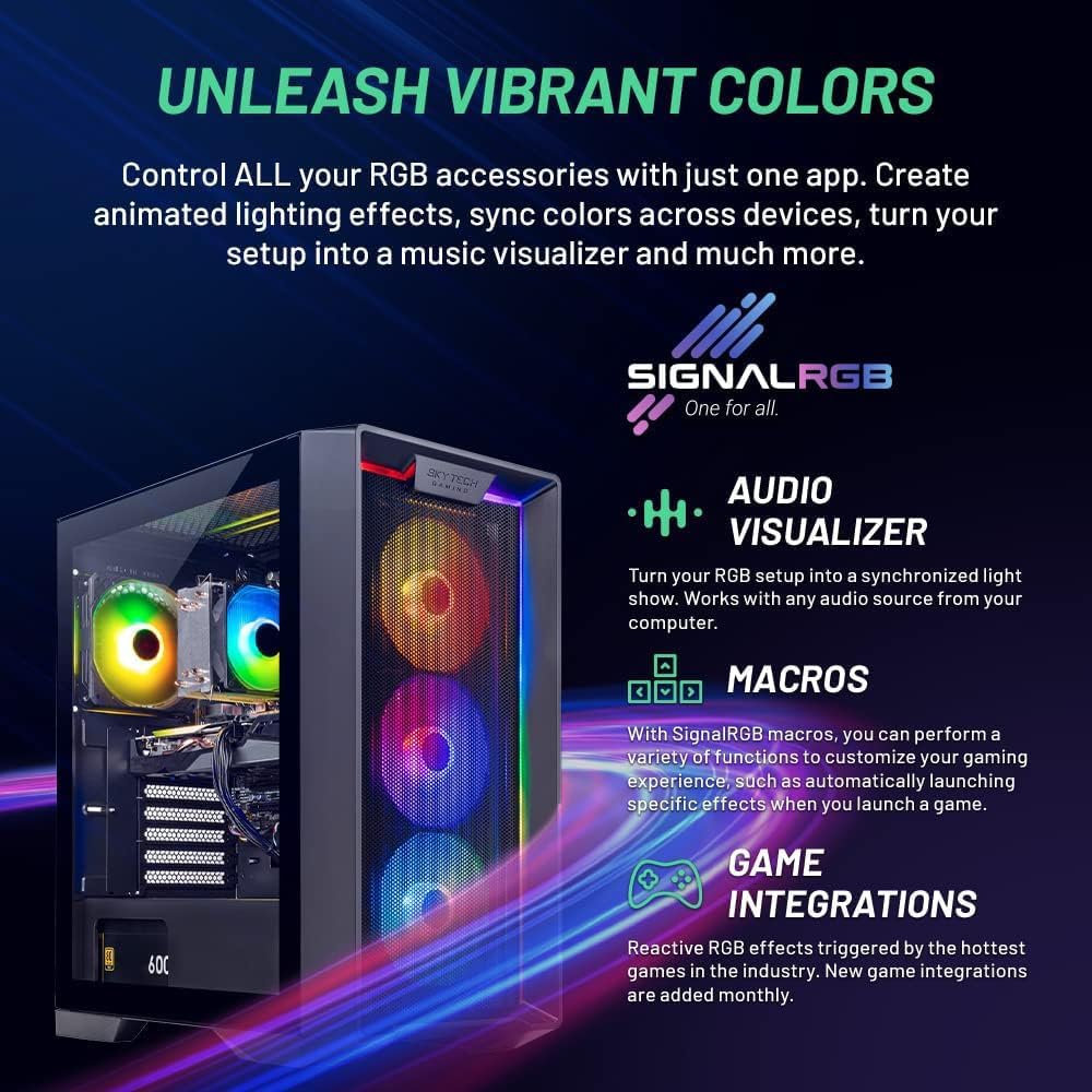 Skytech Nebula Gaming PC Desktop, Intel i5 14400F 2.5 GHz (4.7GHz Turbo), NVIDIA RTX 5060 8GB, 1TB NVMe SSD, 16GB DDR5 RAM 6000, 650W Gold PSU, Wi-Fi, Win 11