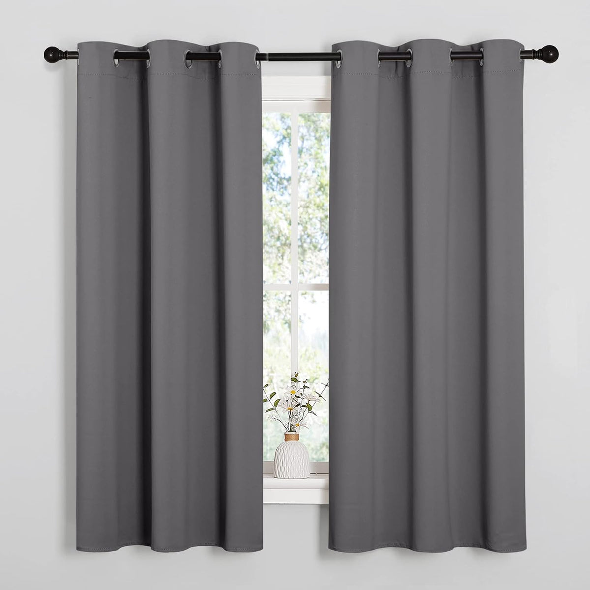 NICETOWN Blackout Curtains 2 Panels for Bedroom- Thermal Insulated Grommet Blackout Curtains 63 Inches Long for Living Room/Kitchen Rideaux occultants (2 Panels, W42 x L63 -Inch,Grey) - PuriLite