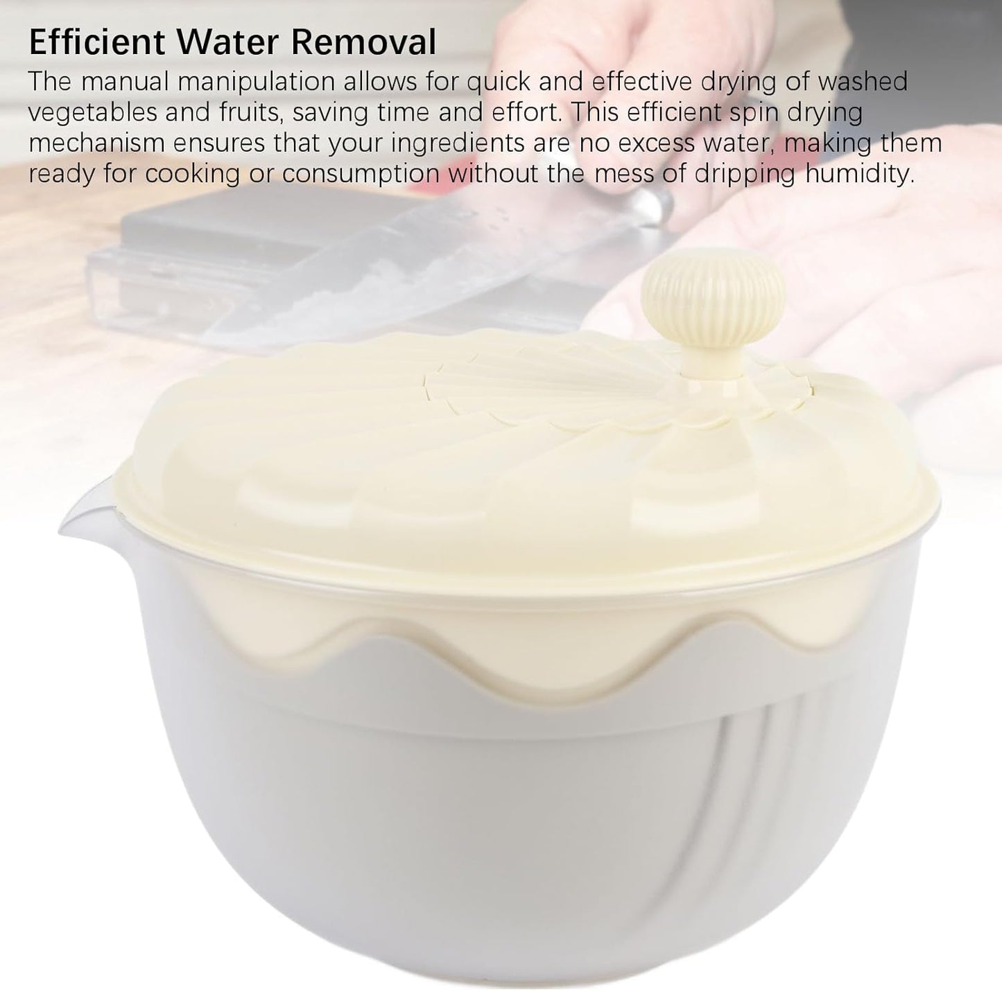 Salad Spinner High Efficiency Multifunctional Easy Using Vegetable Washer and Salad Chopper for Home (Beige)